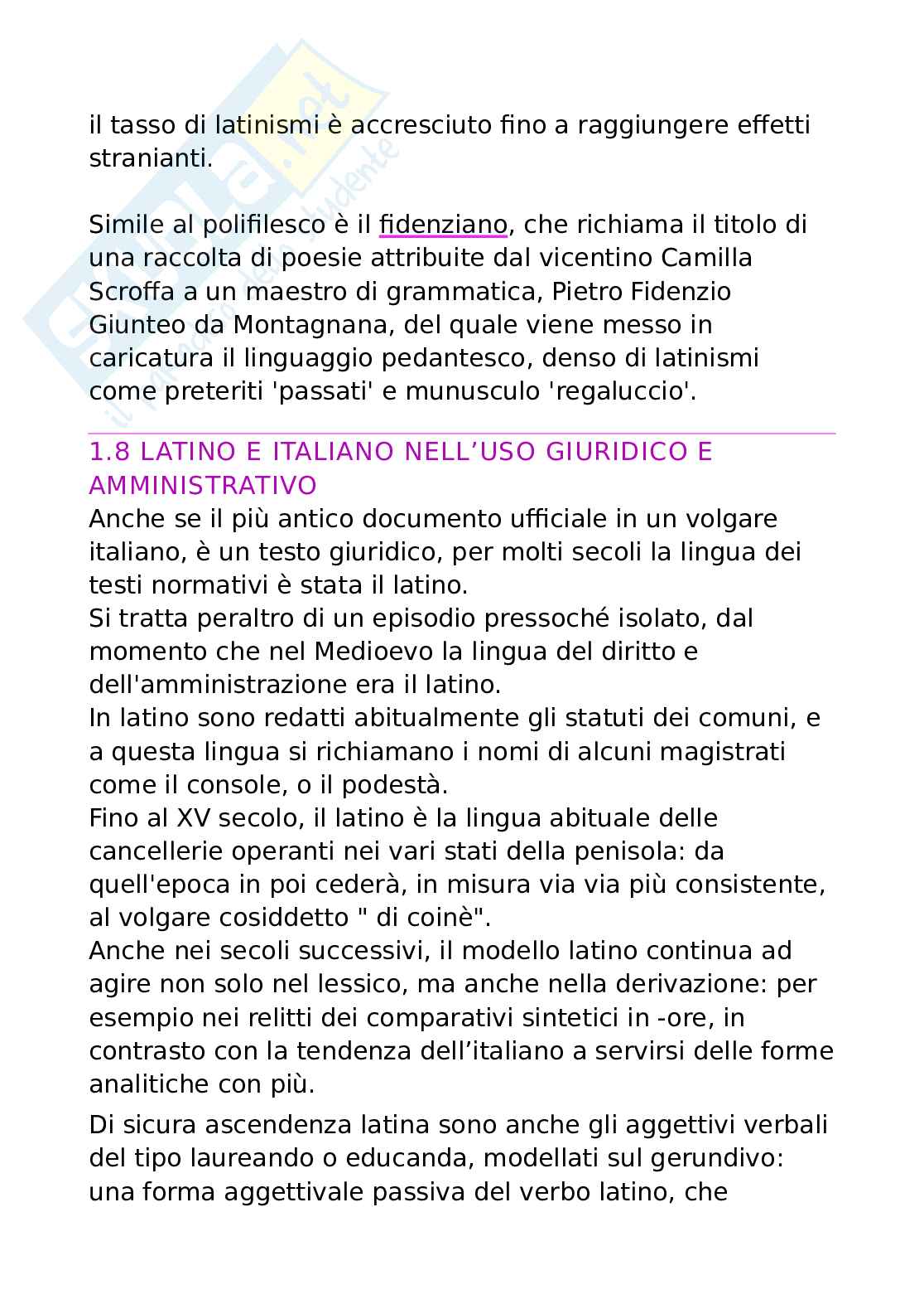 Riassunto esame Linguistica italiana, Prof. Cacia Daniela, libro consigliato Manuale di linguistica italiana, Antonelli e Serianno Pag. 21