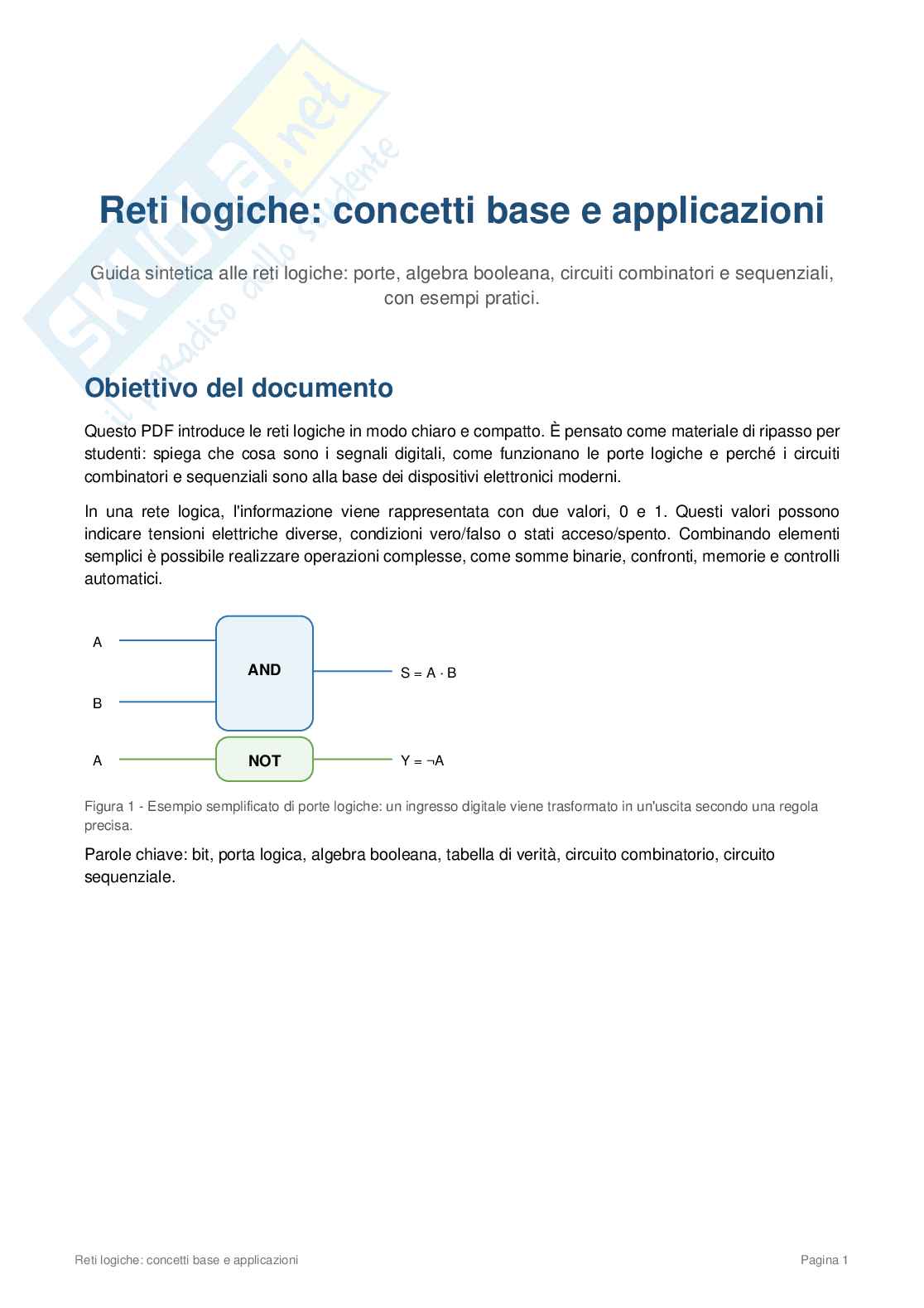 Reti logiche - Fondamenti, porte e circuiti digitali Pag. 1