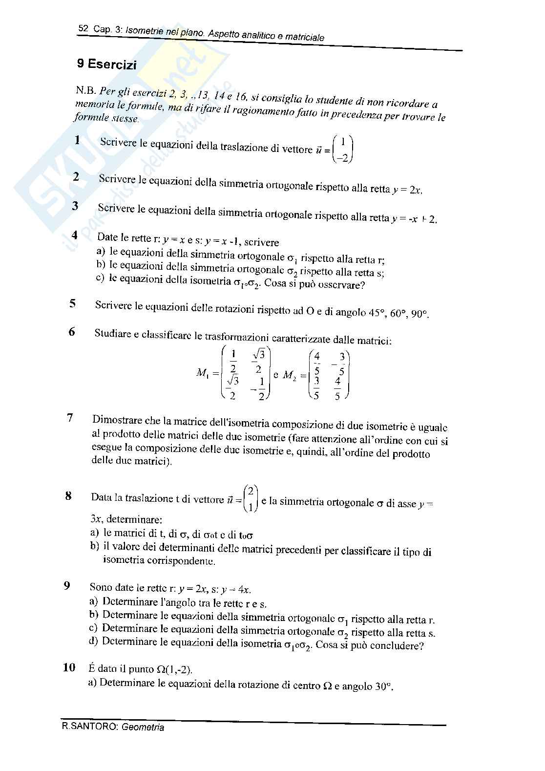 Trasformazioni nel piano, aspetto analitico e matriciale Pag. 16