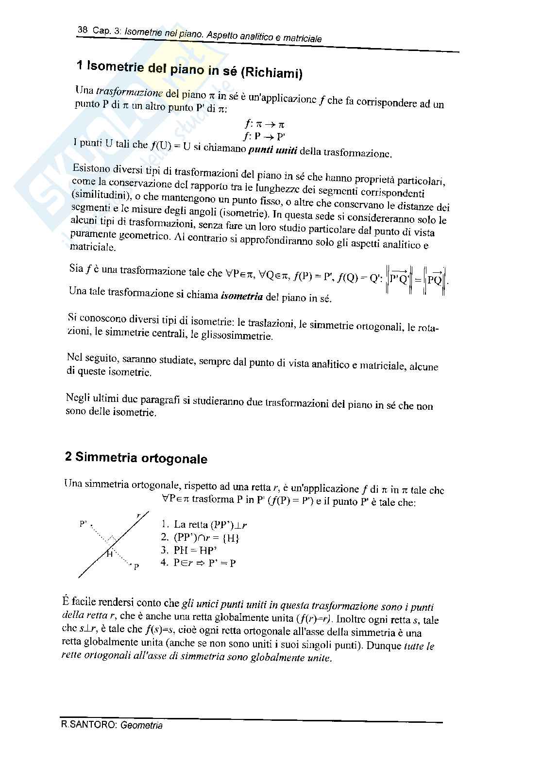 Trasformazioni nel piano, aspetto analitico e matriciale Pag. 2