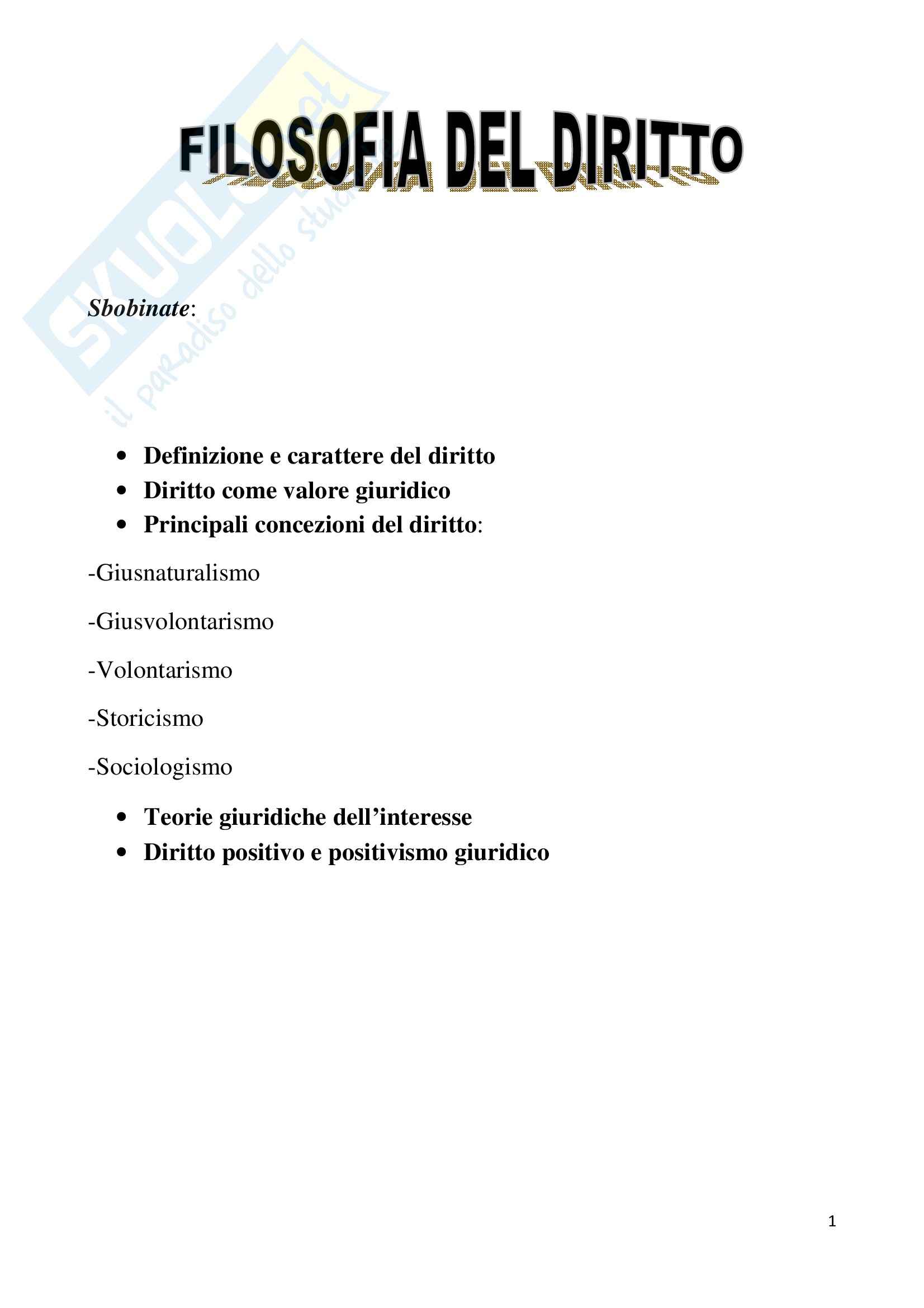 Filosofia del diritto - Lezioni Pag. 1