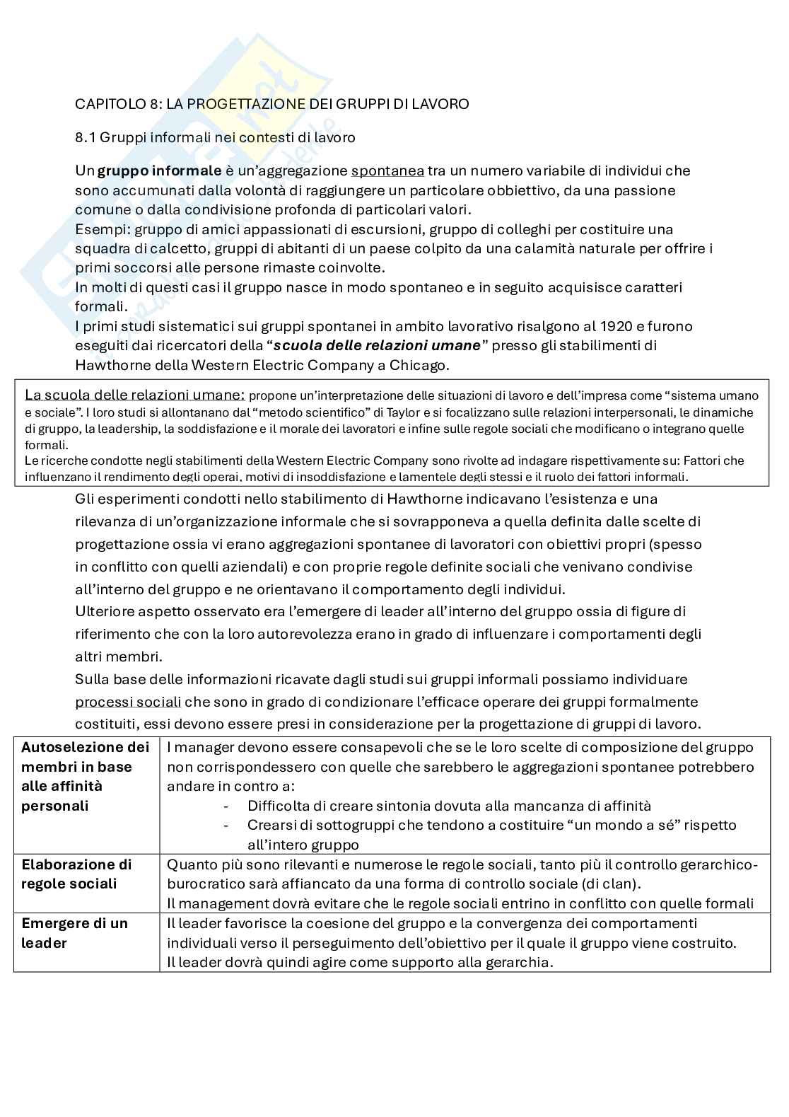 Riassunto esame Organizzazione aziendale, Prof. Varra Lucia, libro consigliato Organizzazione aziendale. Elementi di progettazione , Bonti, Cavaliere, Cori Pag. 1