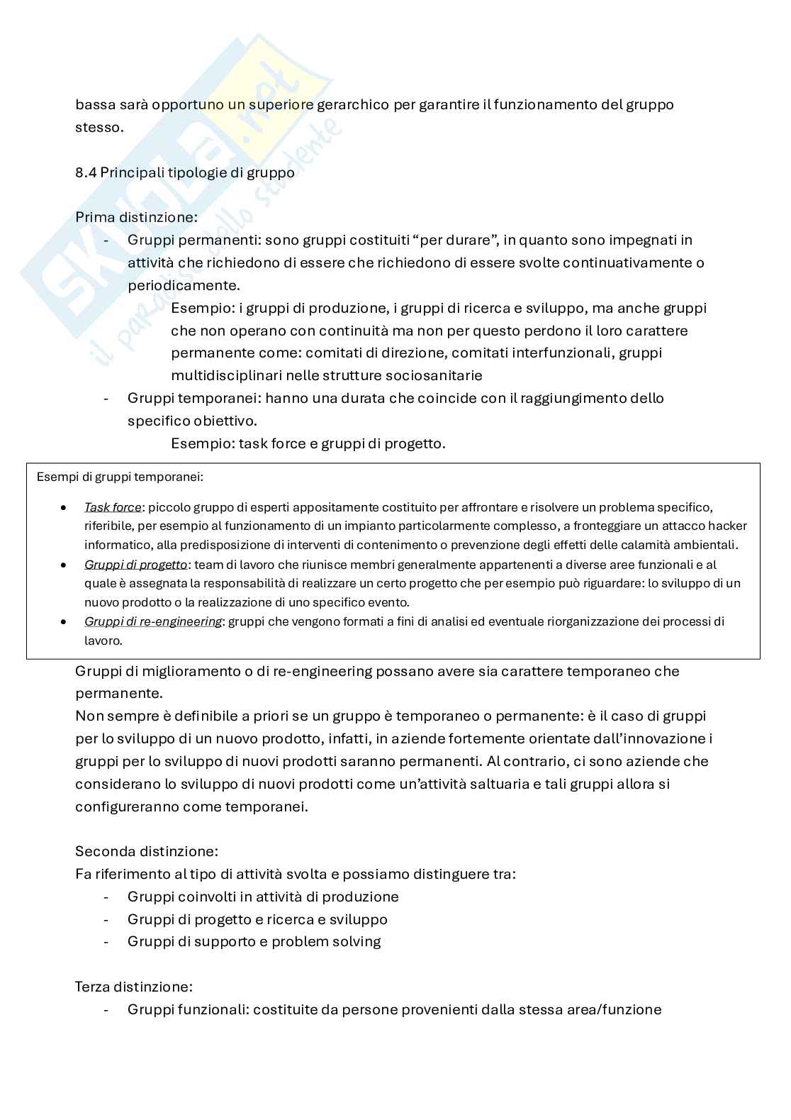 Riassunto esame Organizzazione aziendale, Prof. Varra Lucia, libro consigliato Organizzazione aziendale. Elementi di progettazione , Bonti, Cavaliere, Cori Pag. 11