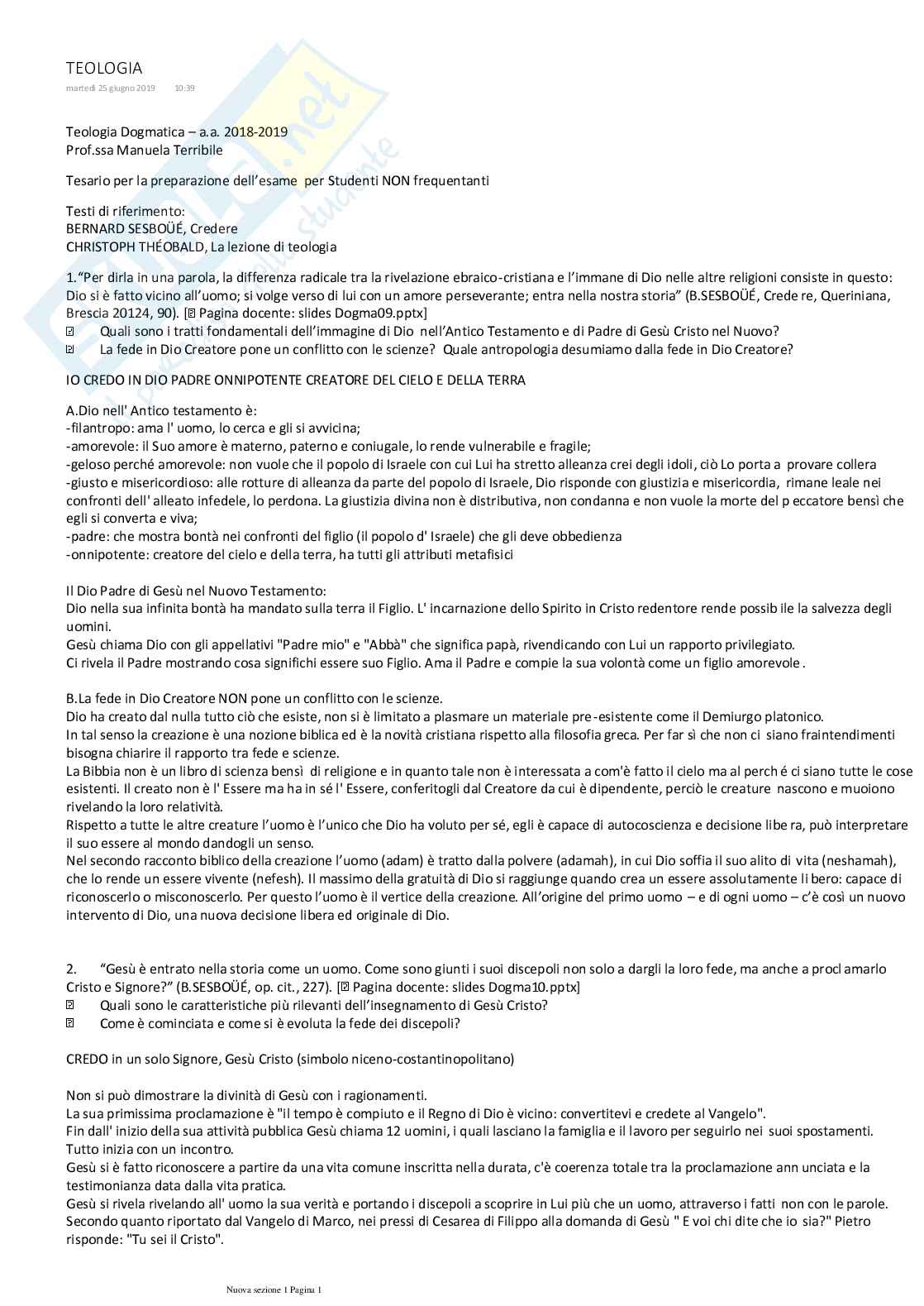 Teologia dogmatica Pag. 1