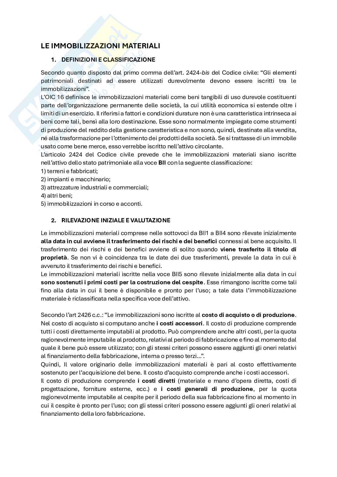 Immobilizzazioni materiali, ammortamento e perdite durevoli di valore Pag. 1