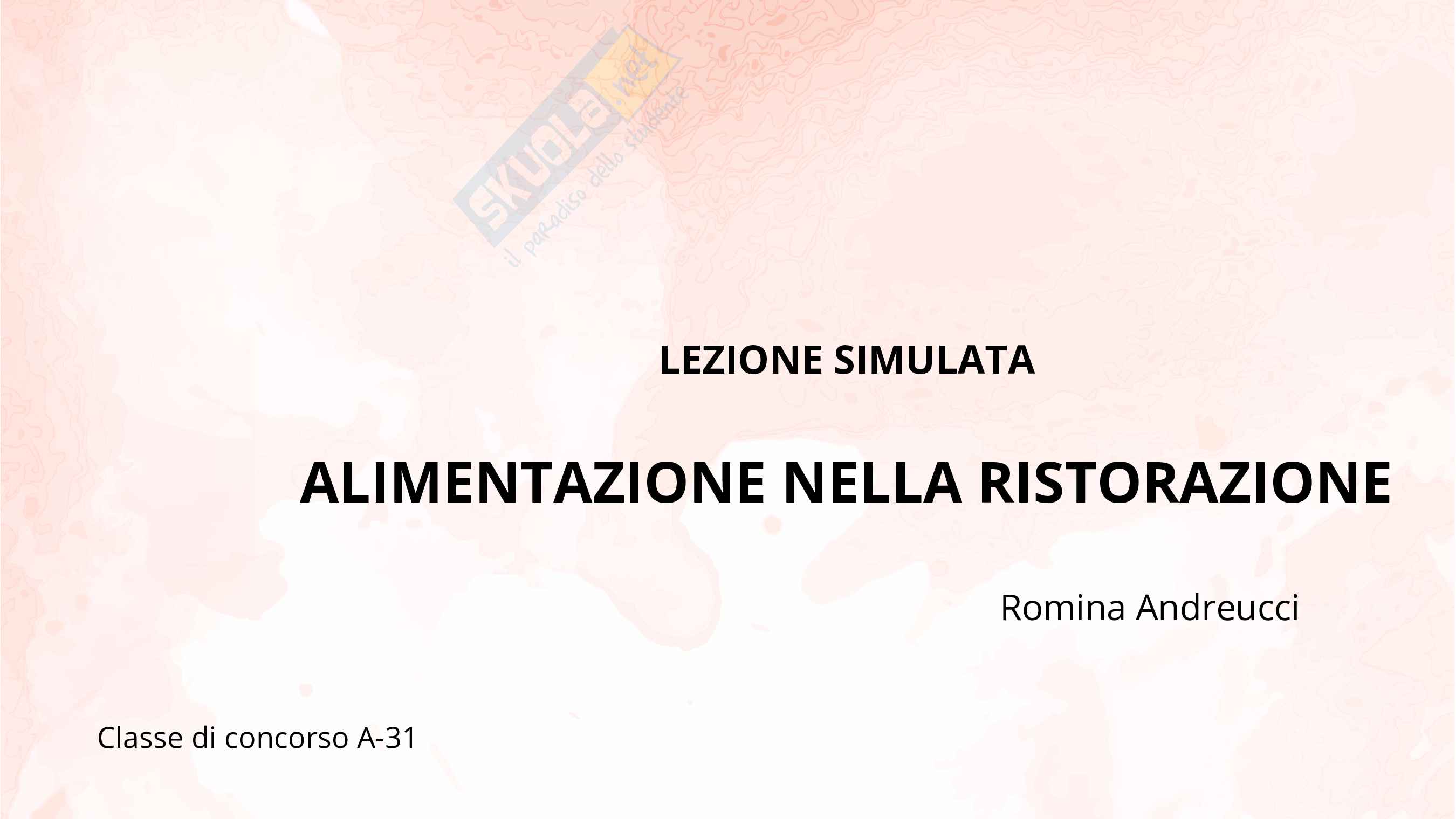 Alimentazione nella ristorazione, classe di concorso A-31 Pag. 1