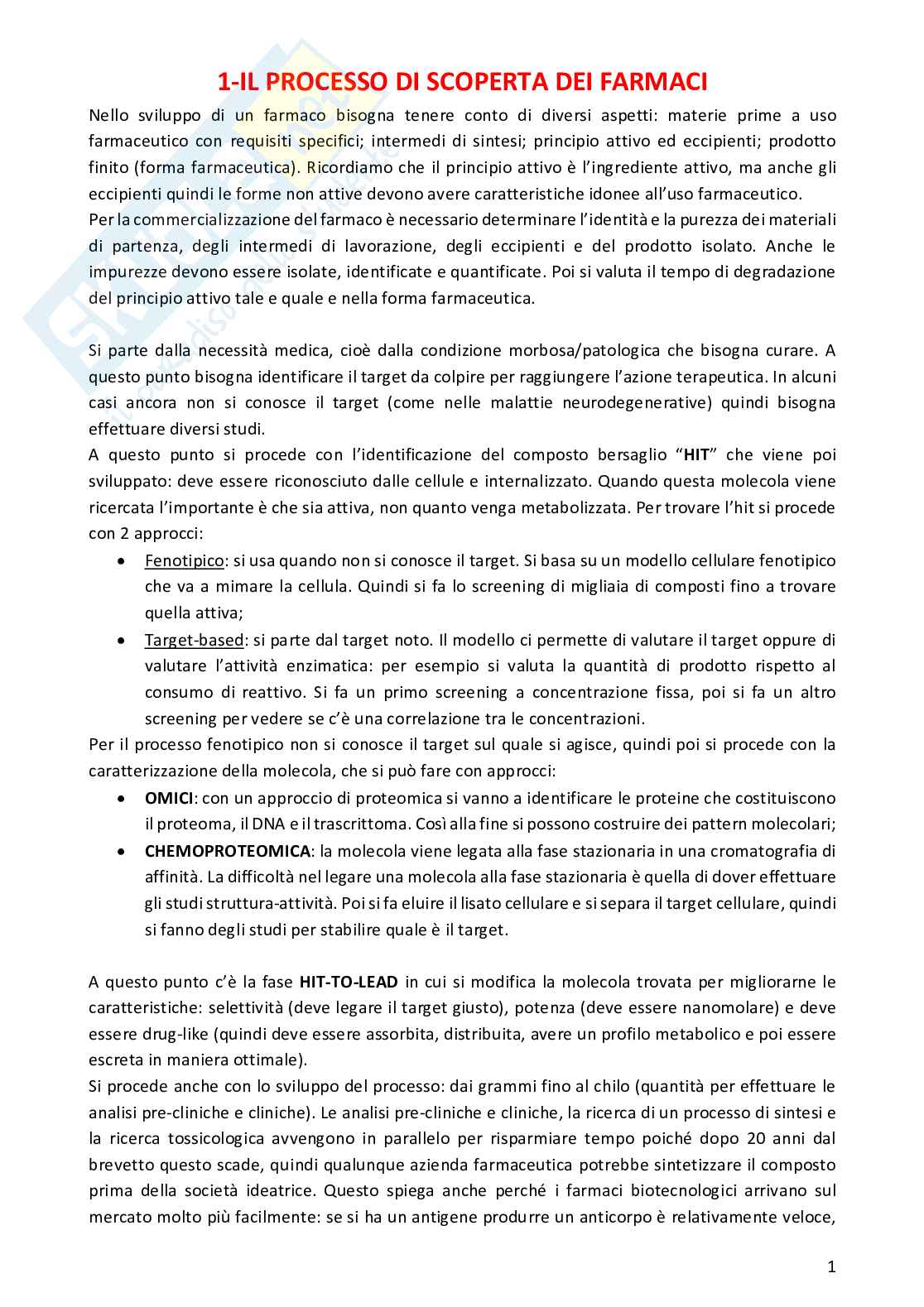 Appunti di Analisi dei farmaci II Pag. 1