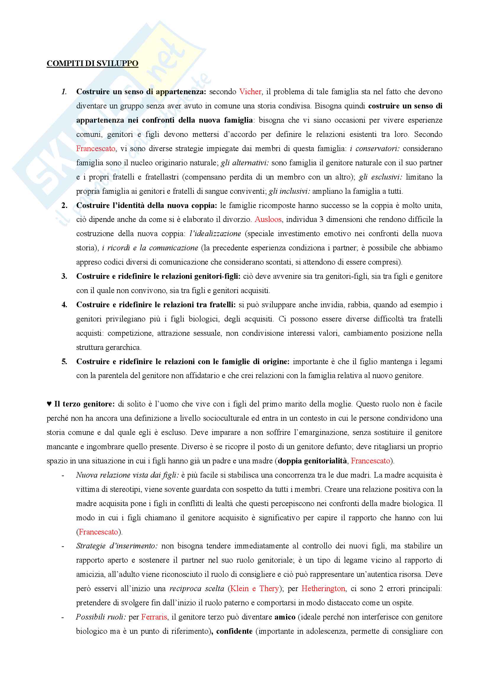 Riassunto esame "Psicodinamica della vita familiare", prof. Brustia, libro consigliato "Psicologia della famiglia. La prospettiva sistemico-relazionale" di Gambini Pag. 36