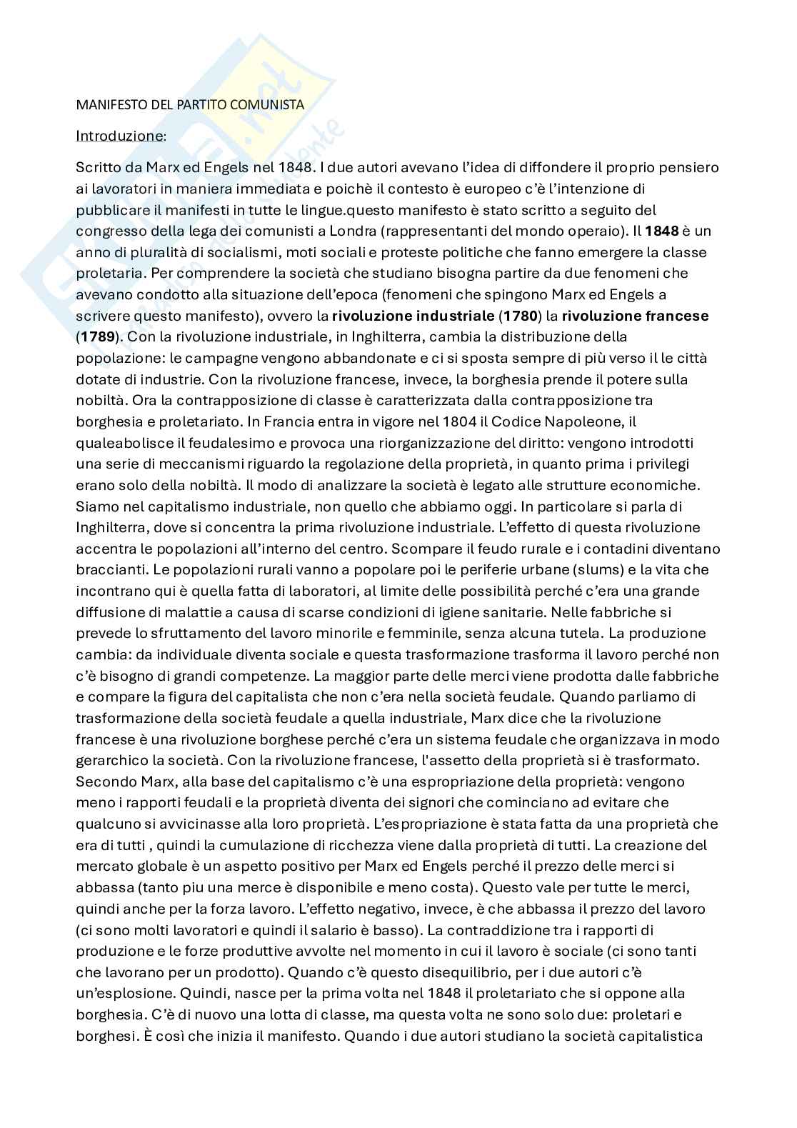 Manifesto del partito comunista  Pag. 1