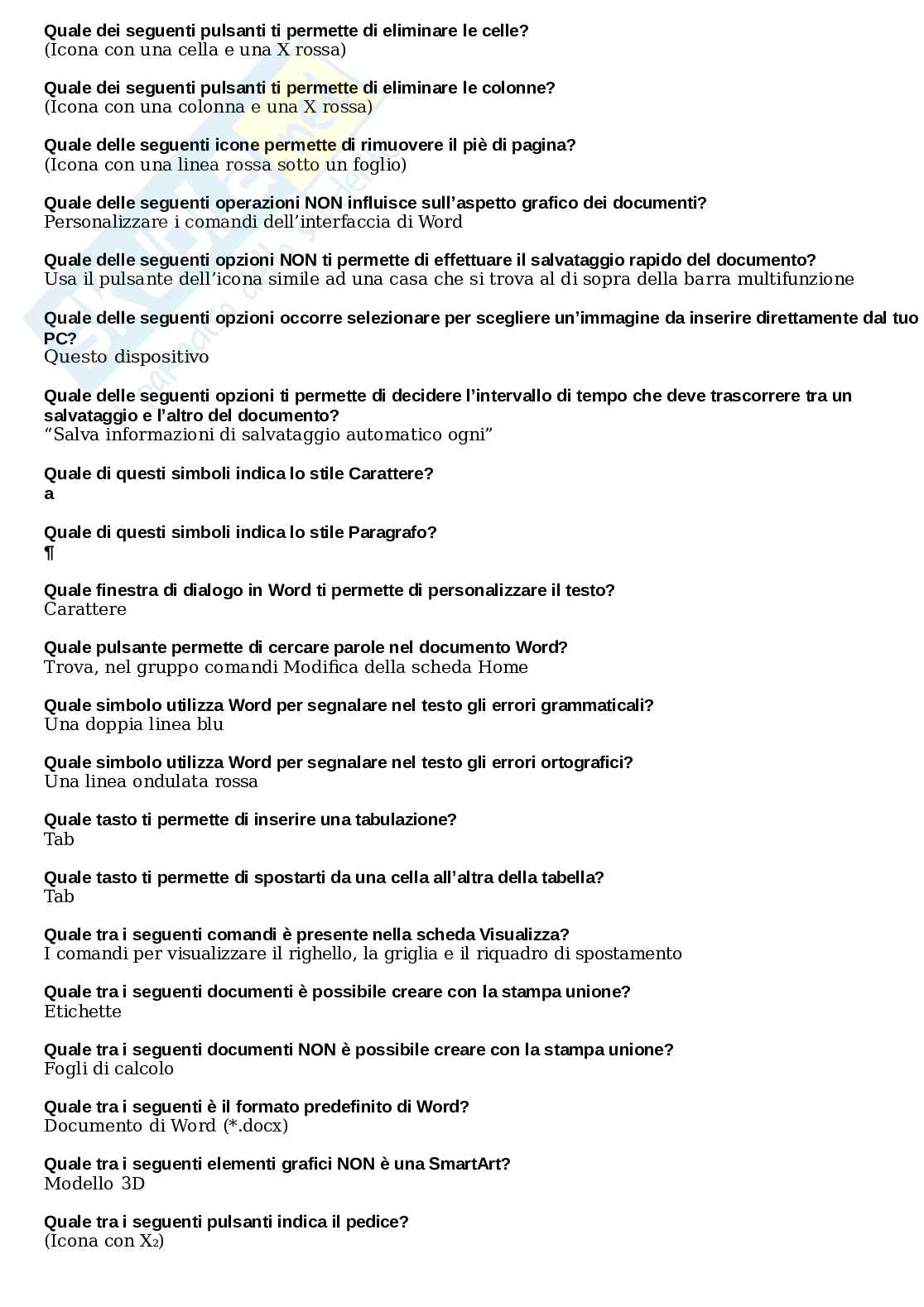 Eipass Modulo 5: Fondamenti di Word e Funzioni Avanzate  (Word - Elaborazione Testi) + domande inedite Pag. 11