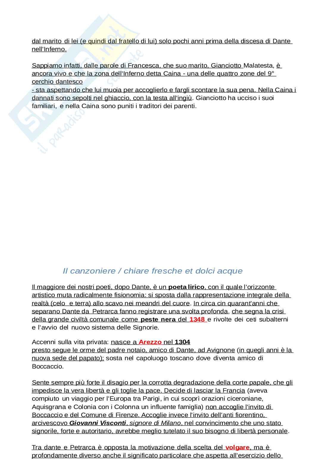 Riassunto esame Letteratura italiana, Prof. De Marco Anna, libro consigliato Letteratura, Tellini Pag. 11