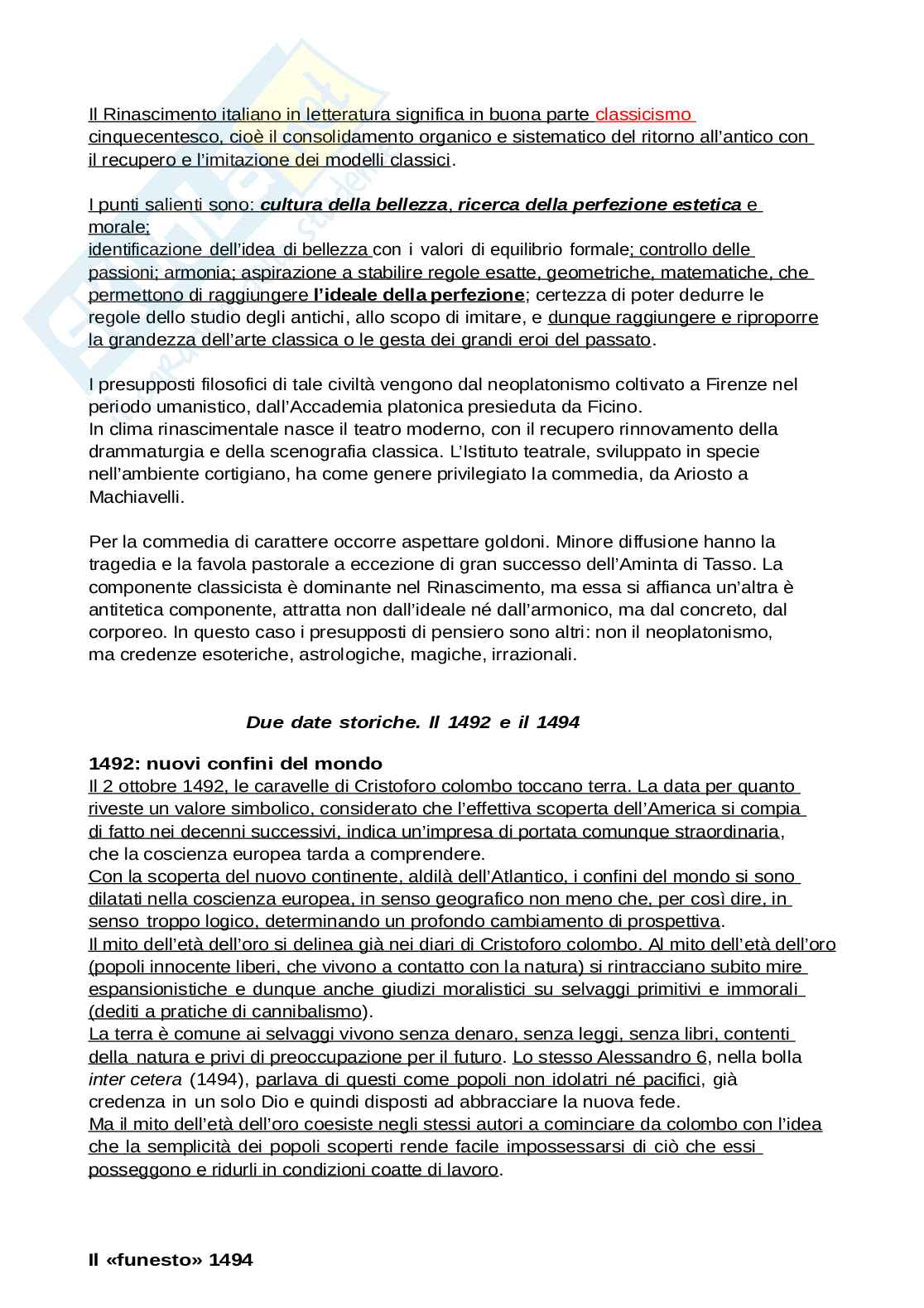 Riassunto esame Letteratura italiana, Prof. De Marco Anna, libro consigliato Letteratura, Tellini Pag. 26