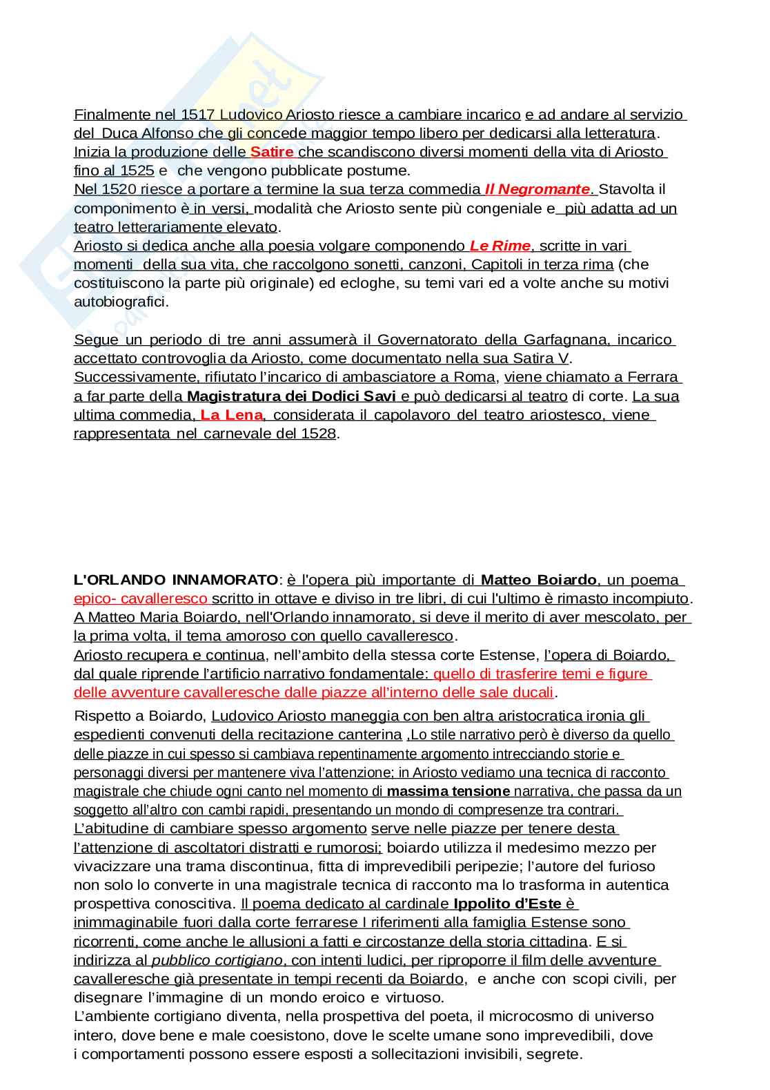 Riassunto esame Letteratura italiana, Prof. De Marco Anna, libro consigliato Letteratura, Tellini Pag. 36