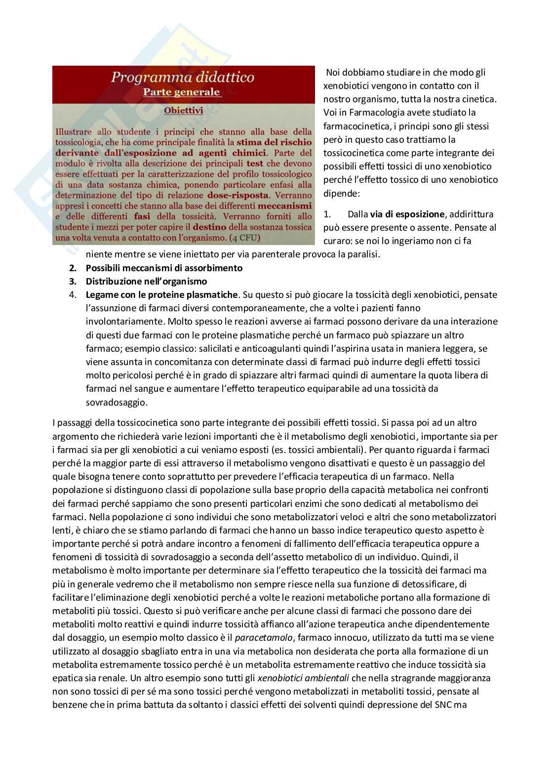 Tossicologia generale e del farmaco - parte 1 Pag. 1