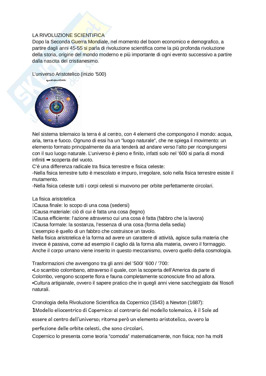 Riassunto esame Storia della scienza, Prof. Savoia Paolo, libro consigliato Storia materiale della scienza, Beretta Pag. 1