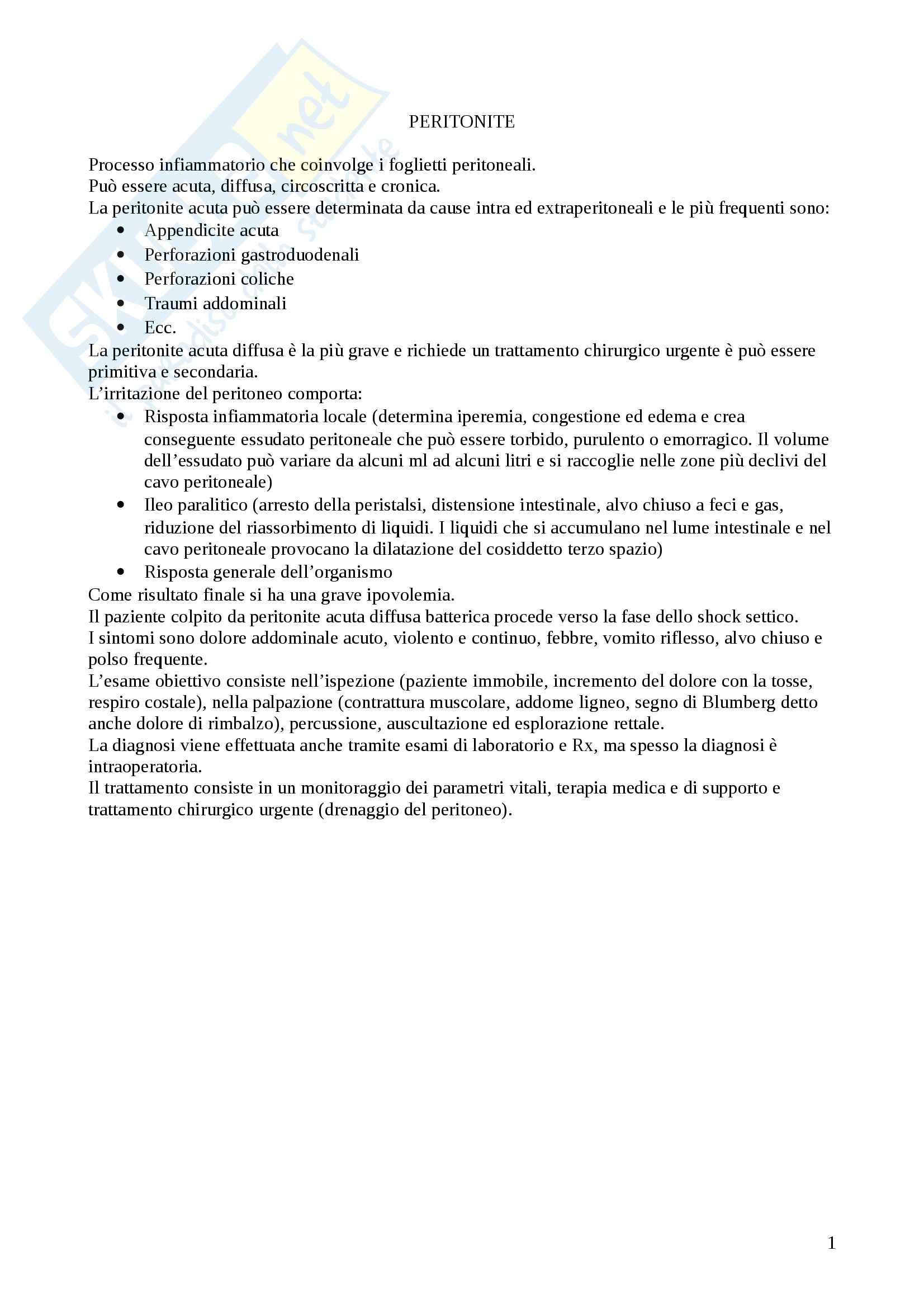 Chirurgia - la peritonite Pag. 1