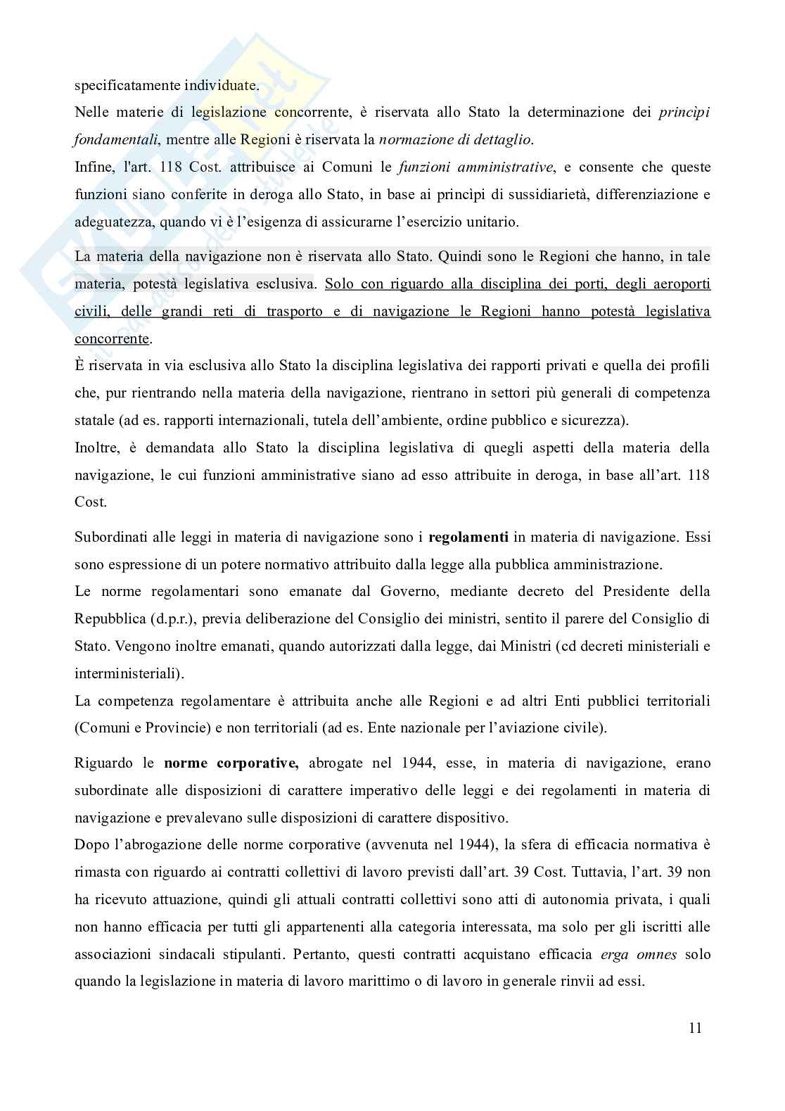 Riassunto esame Diritto della navigazione, Prof. Tani Ilaria, libro consigliato Manuale di diritto della navigazione, 15^edizione (2019), Pescatore, D'Ovidio, Tullio Pag. 11