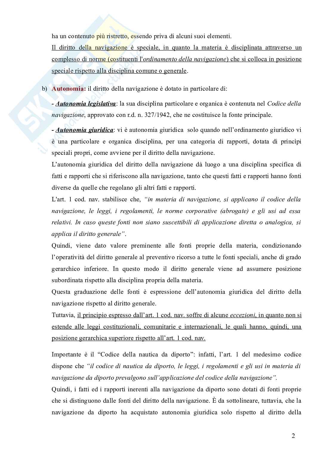 Riassunto esame Diritto della navigazione, Prof. Tani Ilaria, libro consigliato Manuale di diritto della navigazione, 15^edizione (2019), Pescatore, D'Ovidio, Tullio Pag. 2