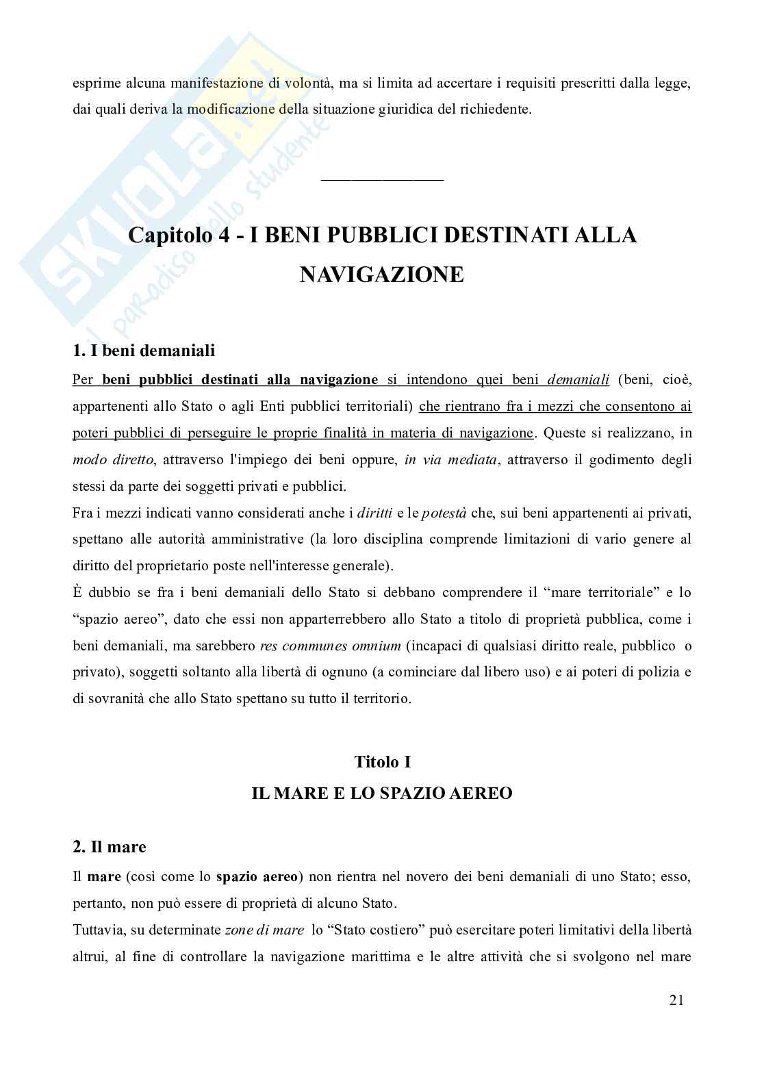 Riassunto esame Diritto della navigazione, Prof. Tani Ilaria, libro consigliato Manuale di diritto della navigazione, 15^edizione (2019), Pescatore, D'Ovidio, Tullio Pag. 21