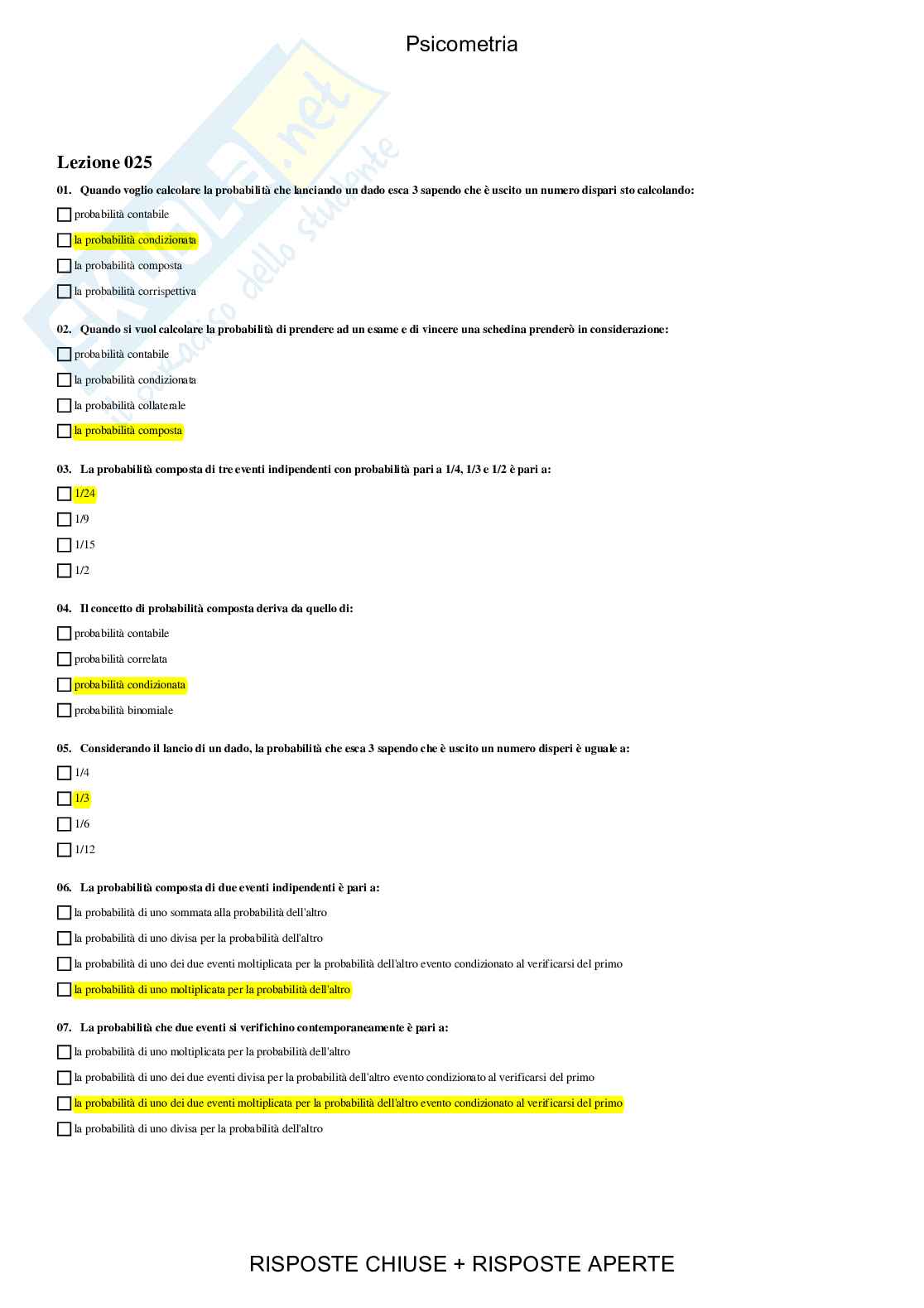 Psicometria - Paniere compilato Pag. 36