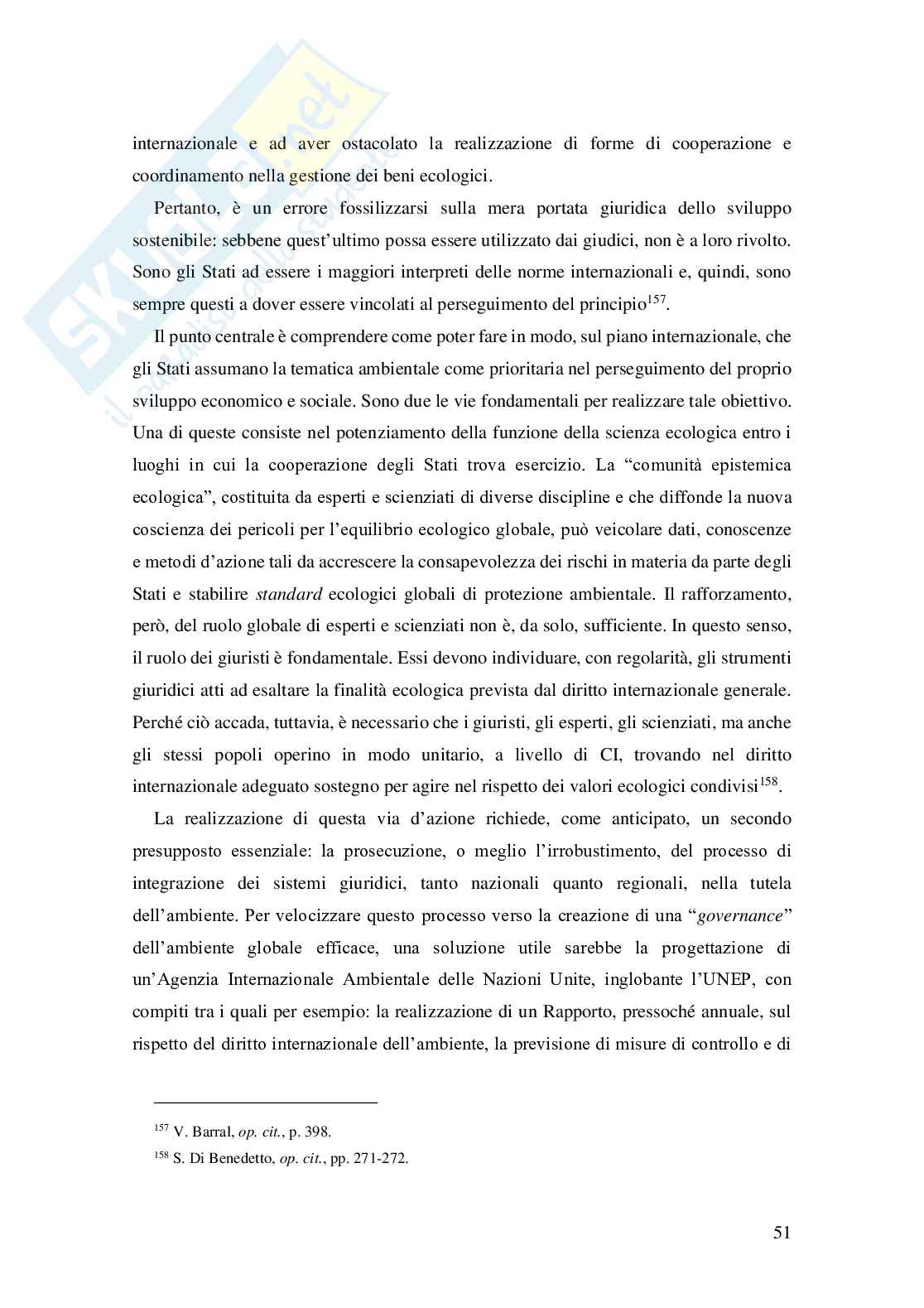Tesi in Diritto internazionale: lo sviluppo sostenibile: la tutela dell'ambiente nel diritto internazionale  Pag. 51