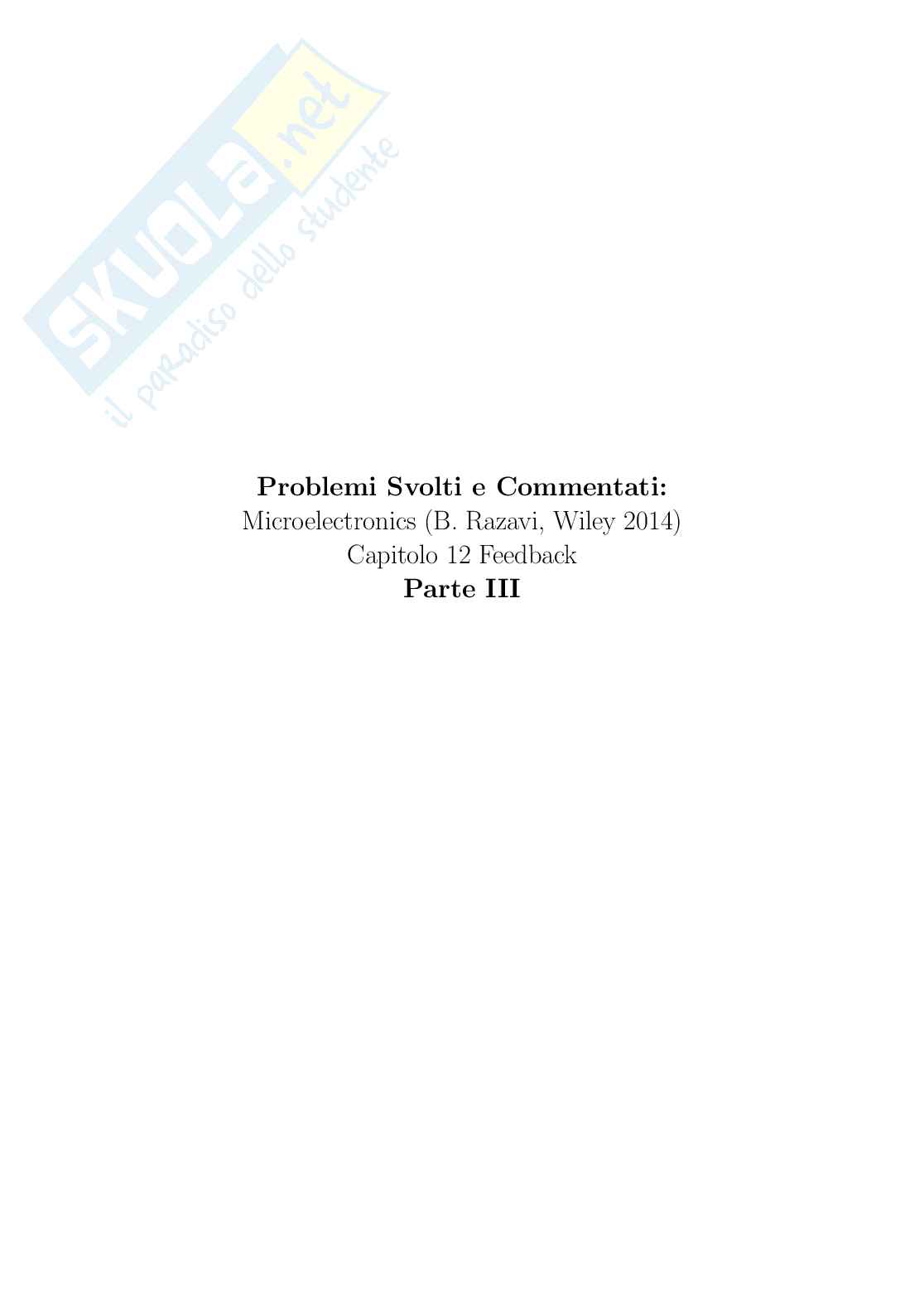 Appunti ed esercizi svolti di Elettronica I, Feedback: Parte 3 Pag. 1