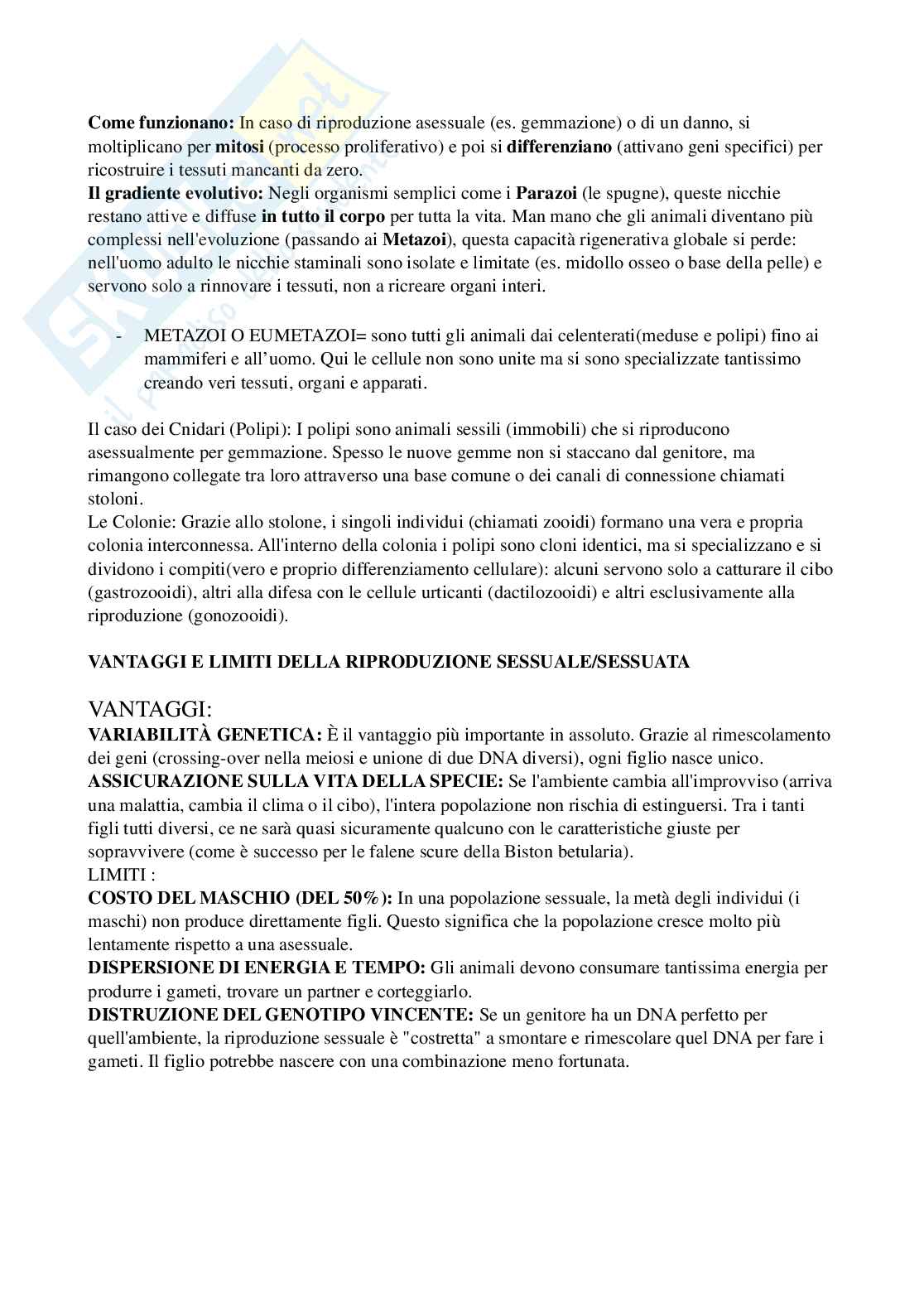 Riassunto esame Biologia, Prof. Di Cristo Carlo, libro consigliato Appunti di zoologia , D’Aniello  Pag. 16