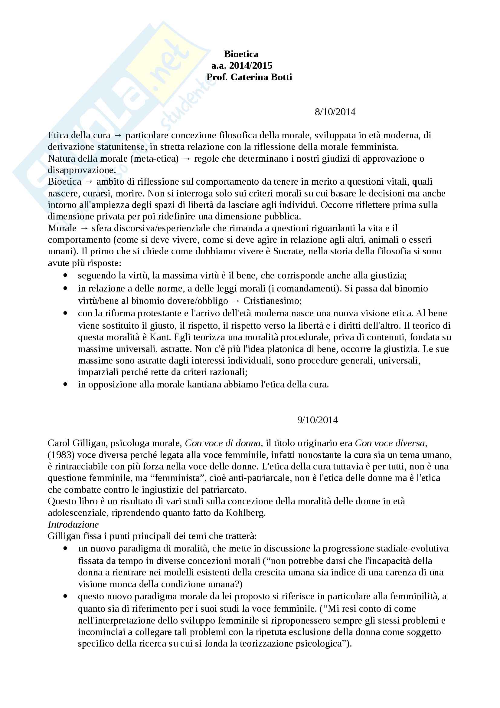Appunti di bioetica Pag. 1