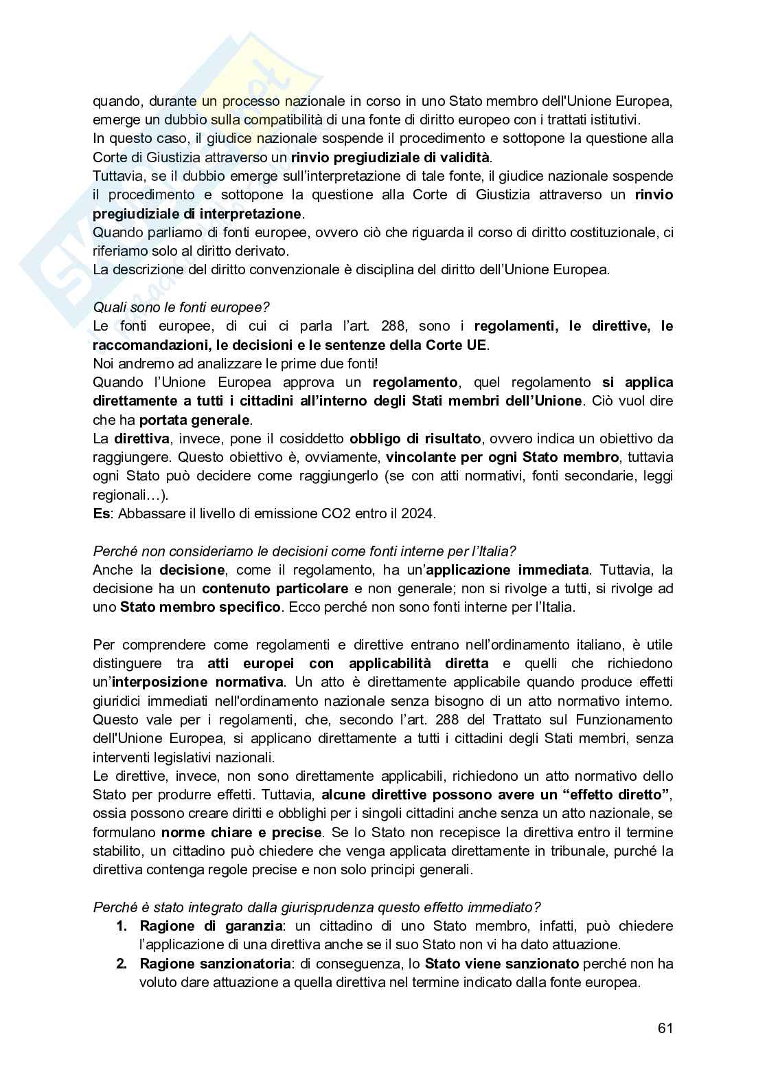 Diritto costituzionale  Pag. 61