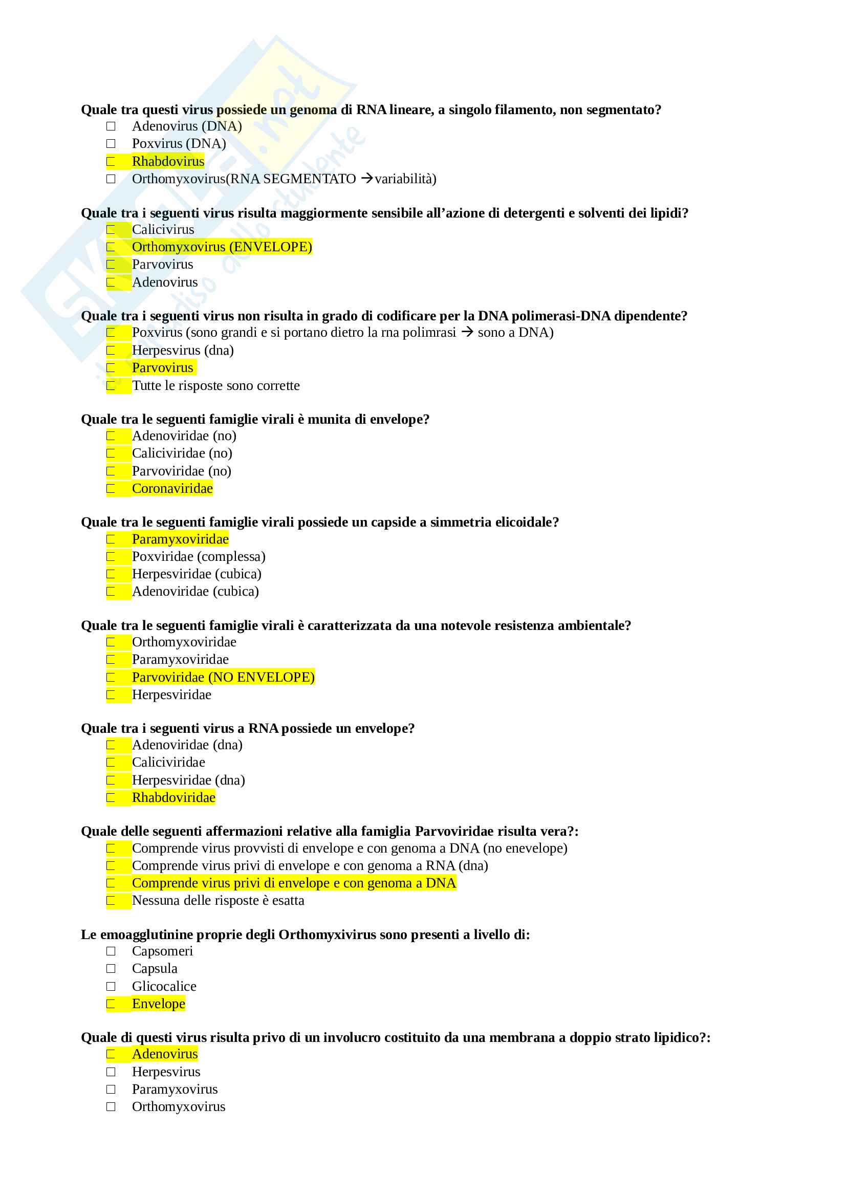 Domande dimostrative Virologia Pag. 1
