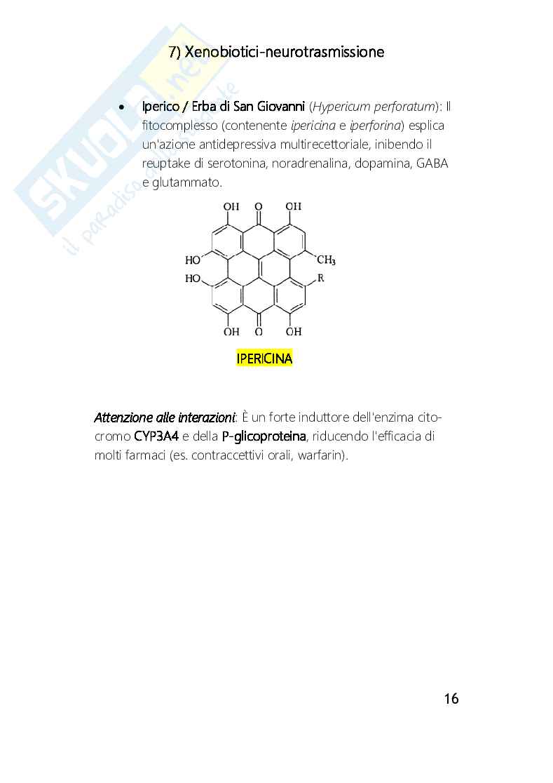 Xenobiotici e neurotrasmissione Pag. 16