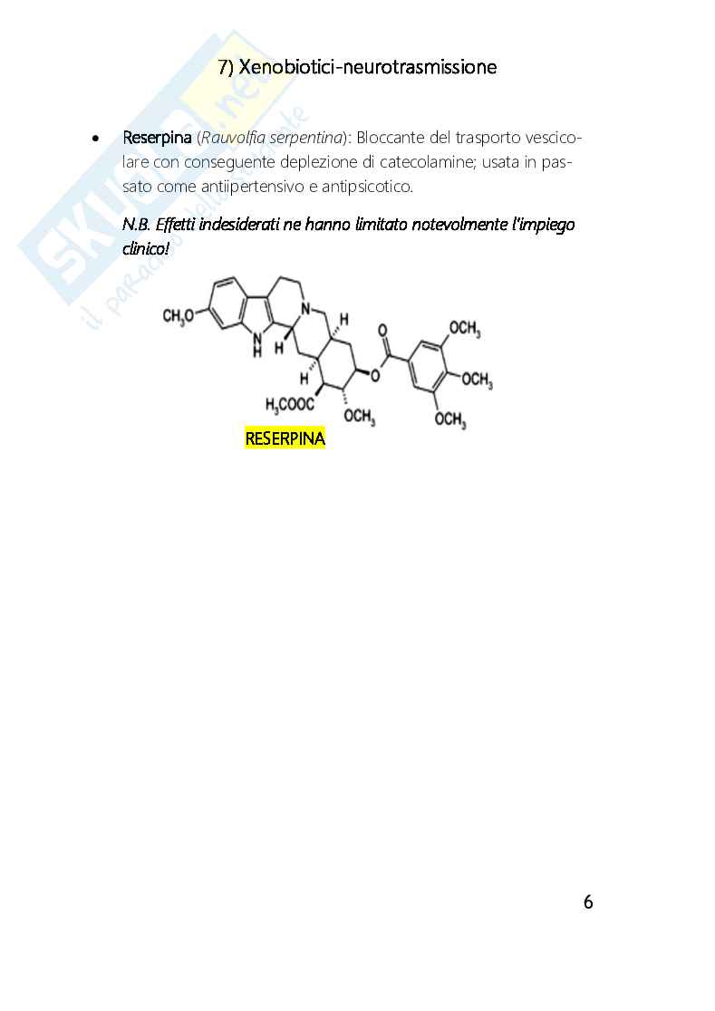 Xenobiotici e neurotrasmissione Pag. 6
