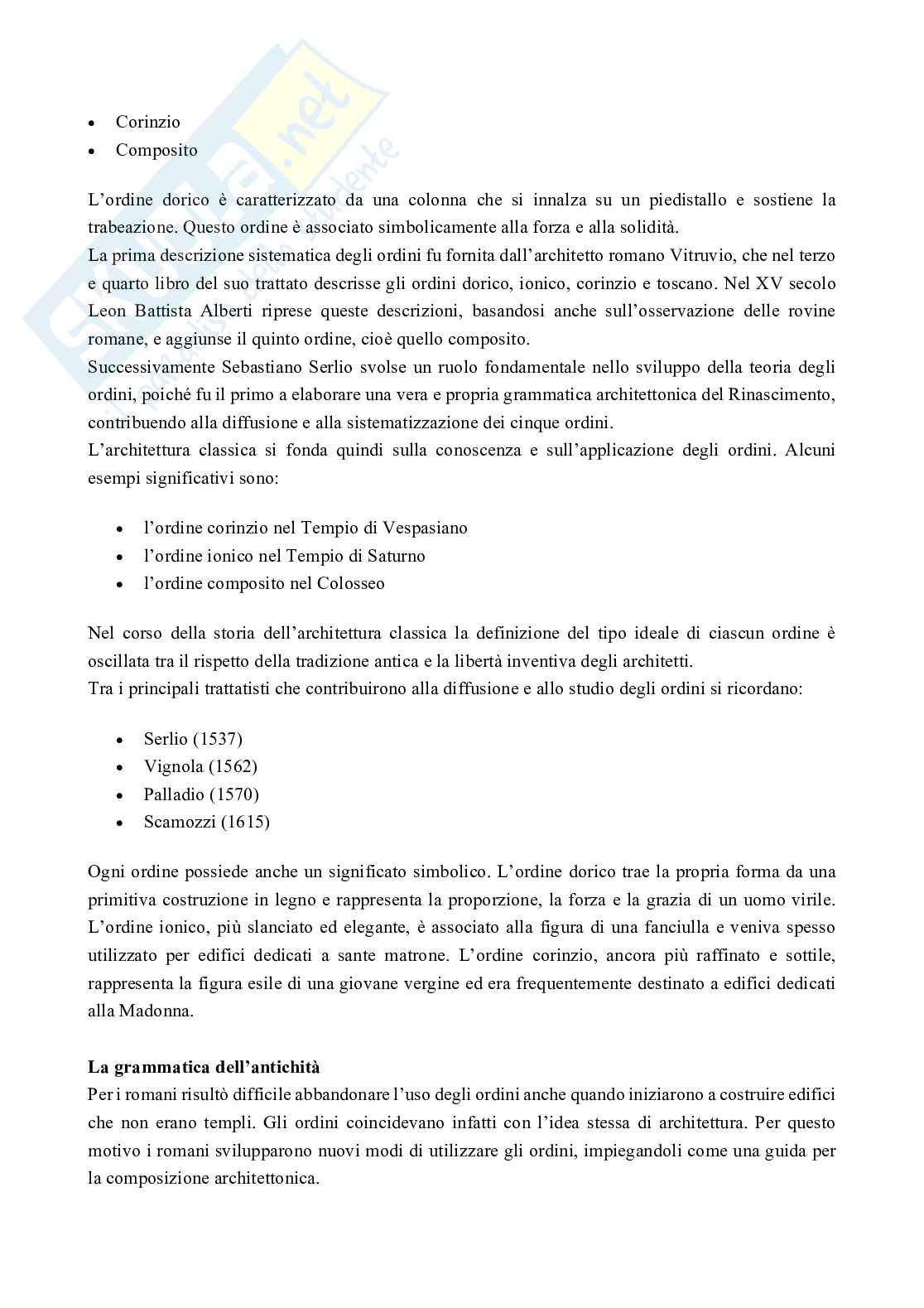 Riassunto esame Storia dell'architettura e delle tecniche costruttive, Prof. Forni Maria Enrica Marica, libro consigliato Il linguaggio classico dell'architettura, Summerson Pag. 2