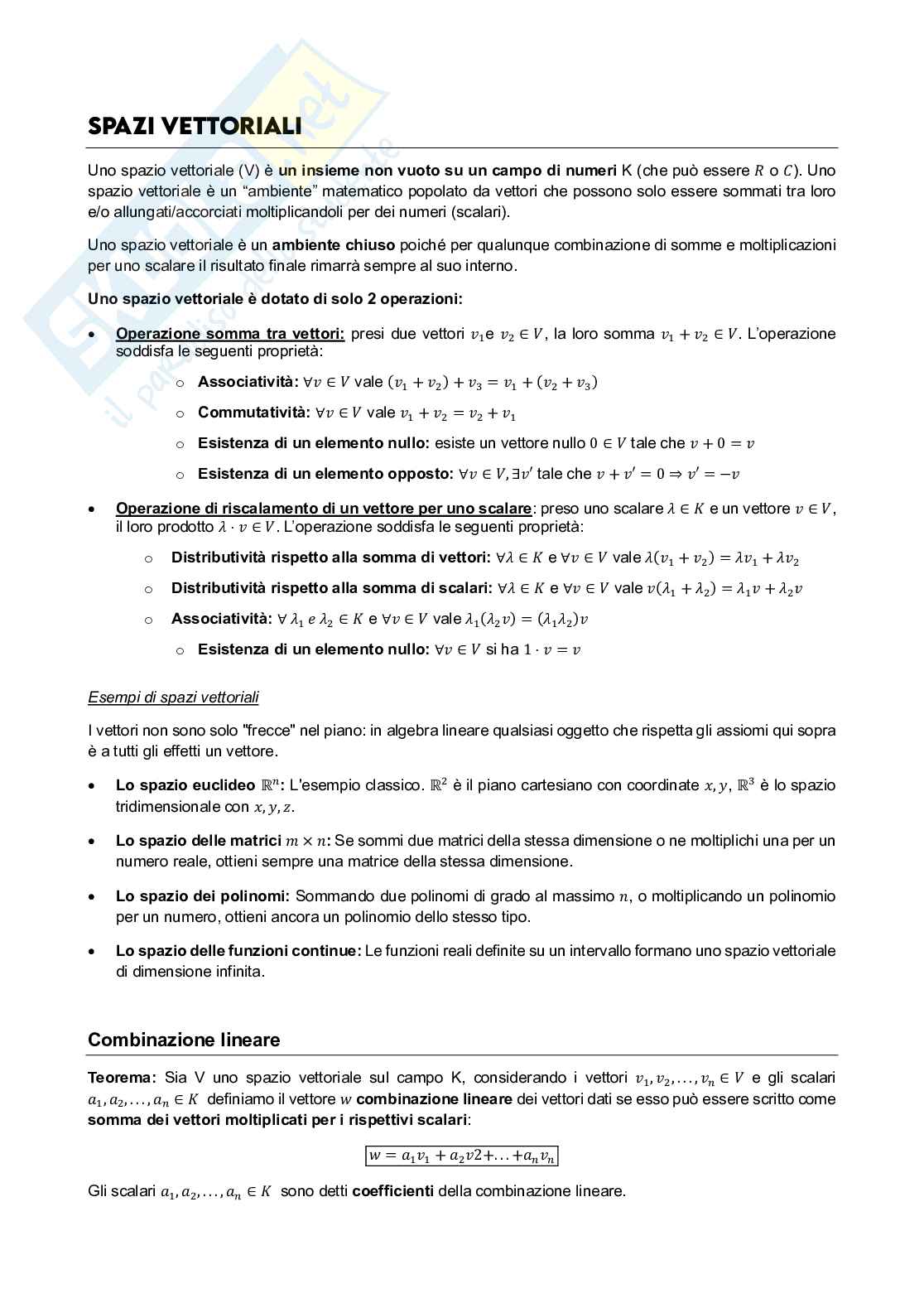 Algebra lineare Pag. 1