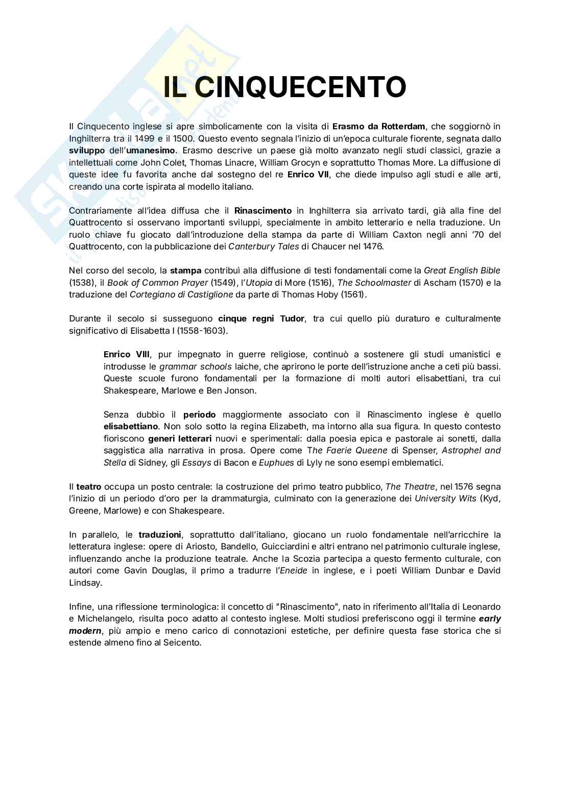 Letteratura inglese - Dalle origini alla seconda metà del Seicento Pag. 21