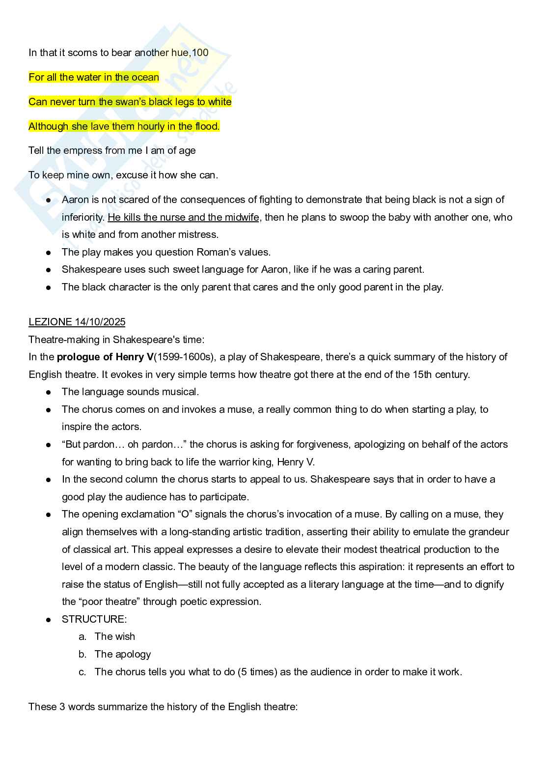 Appunti lezione di Letteratura inglese su Shakespeare Pag. 16