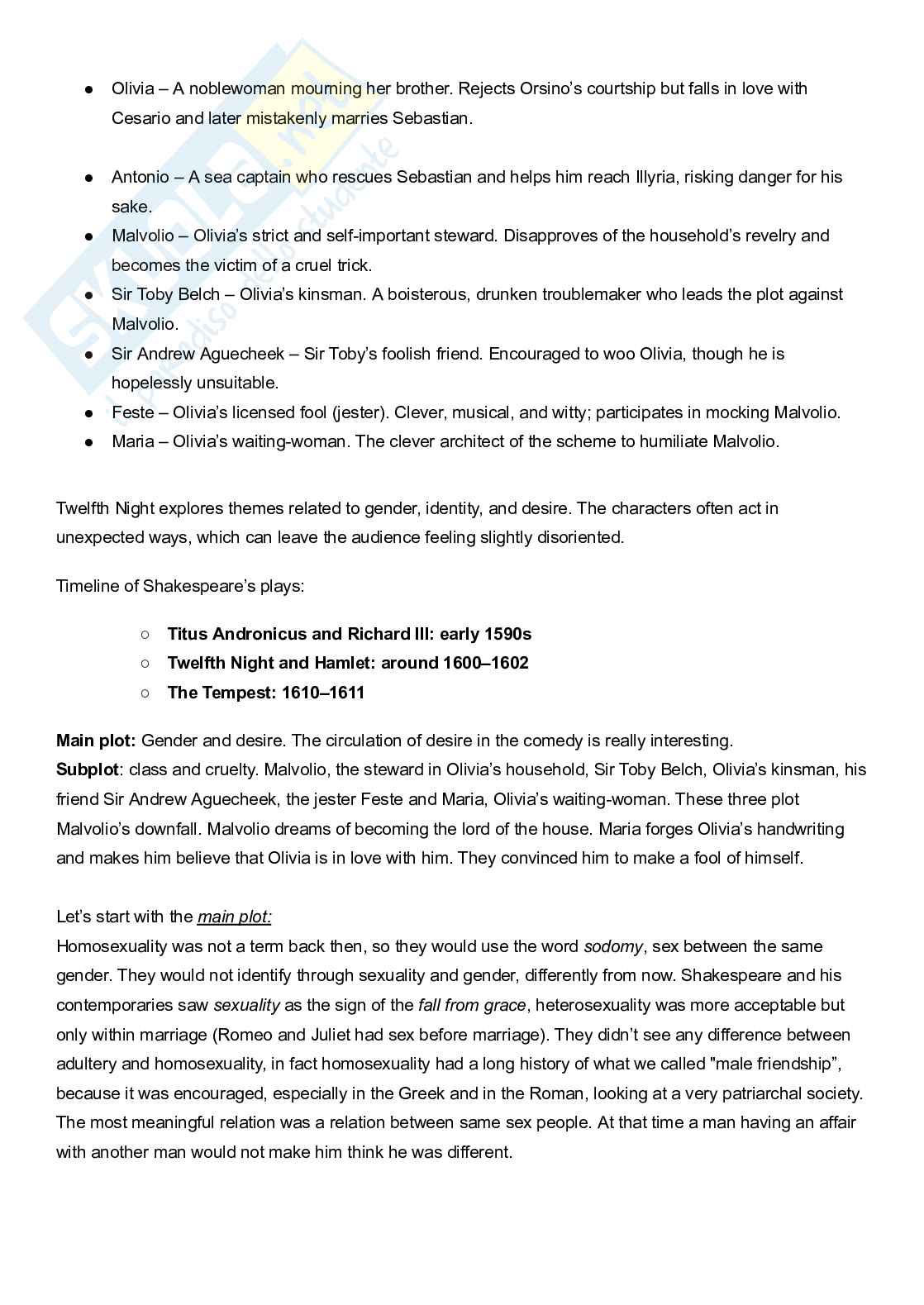 Appunti lezione di Letteratura inglese su Shakespeare Pag. 31