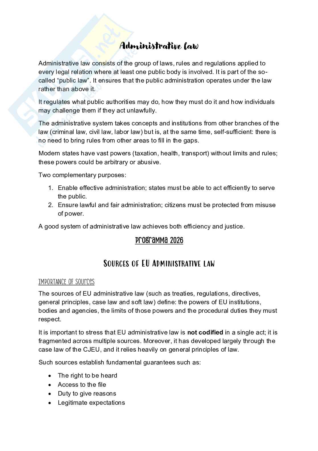 Appunti Administrative law Pag. 1