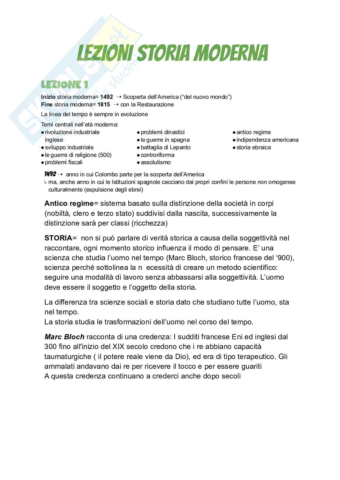 Appunti lezione Storia moderna Pag. 1