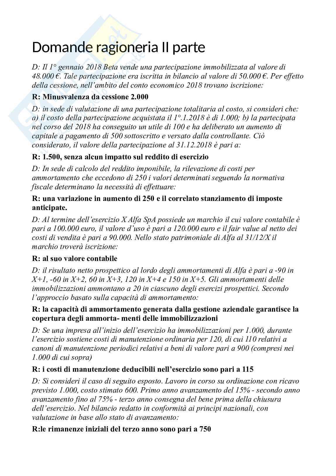 Domande esame II Ragioneria Pag. 1