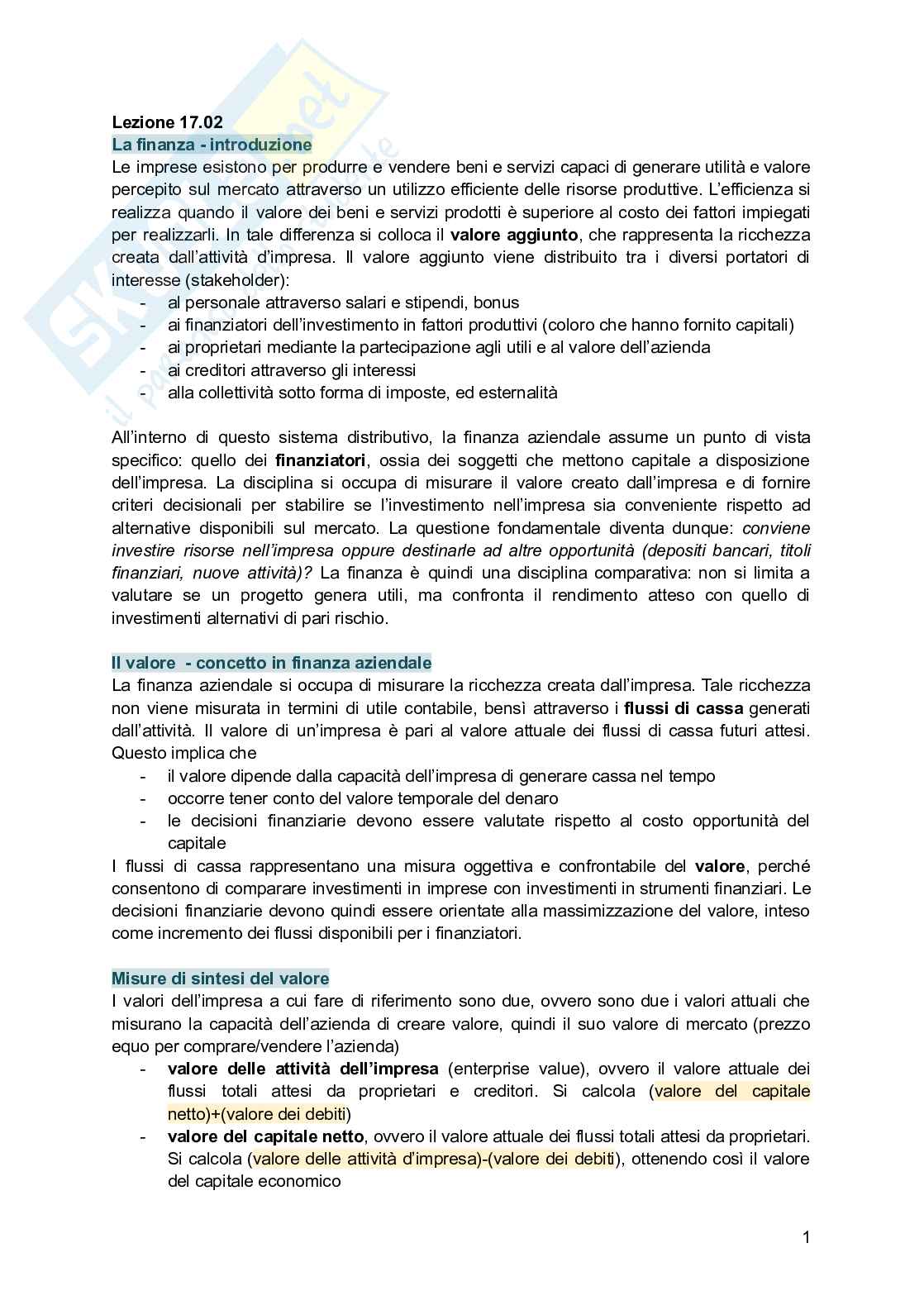 Finanza aziendale Pag. 1
