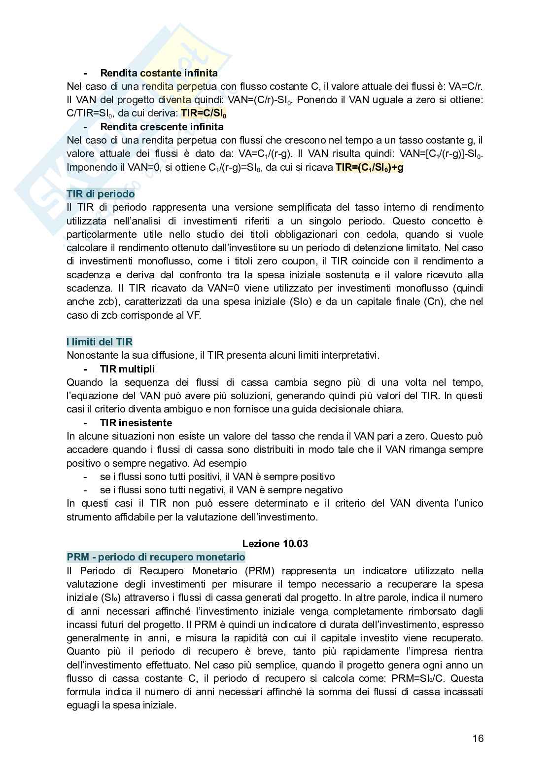 Finanza aziendale Pag. 16
