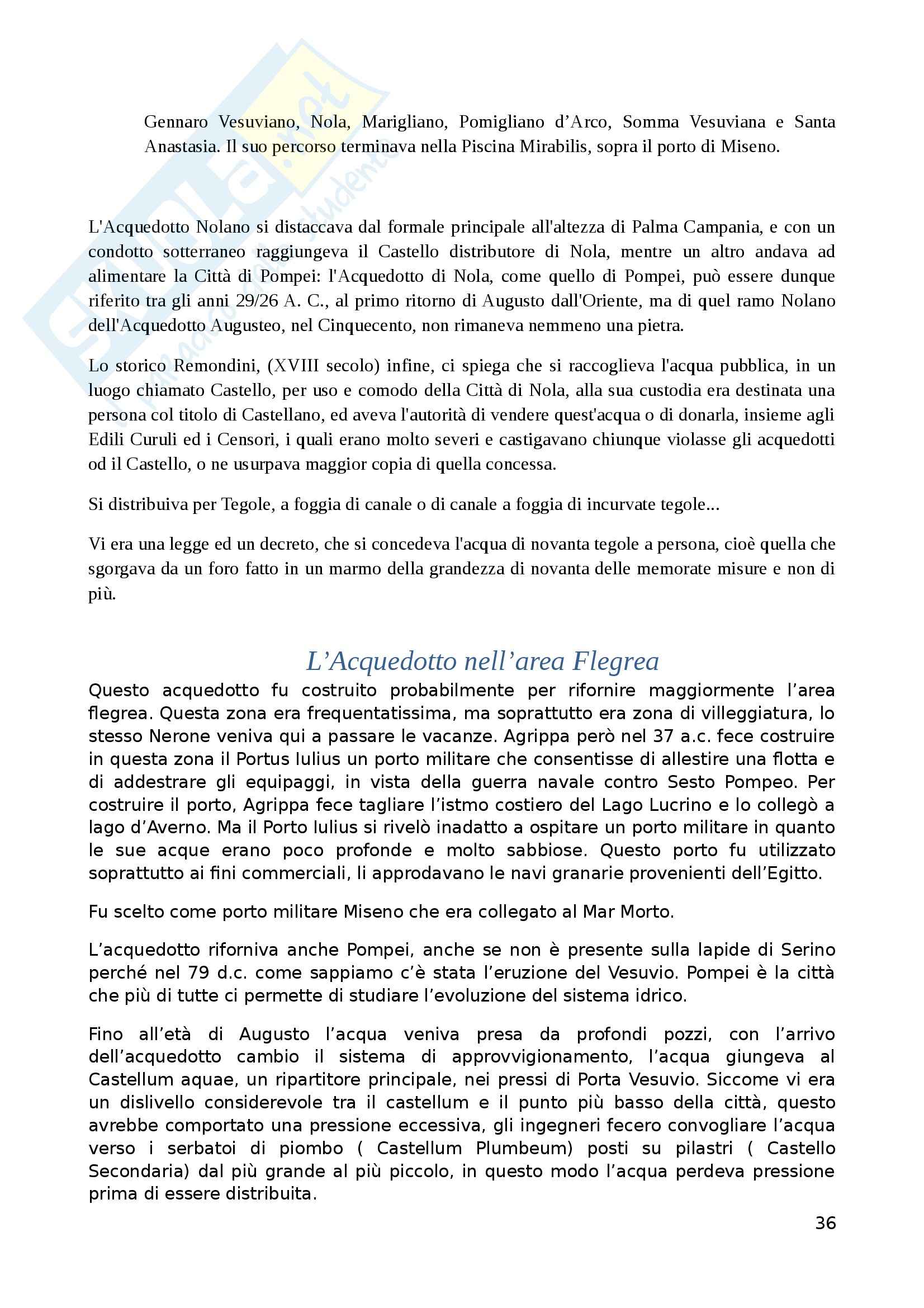 Riassunto esame Storia Romana, prof. Catalano, libro consigliato Acqua e Acquedotti Romani. Fontis Augustei Aquaeductus Pag. 36