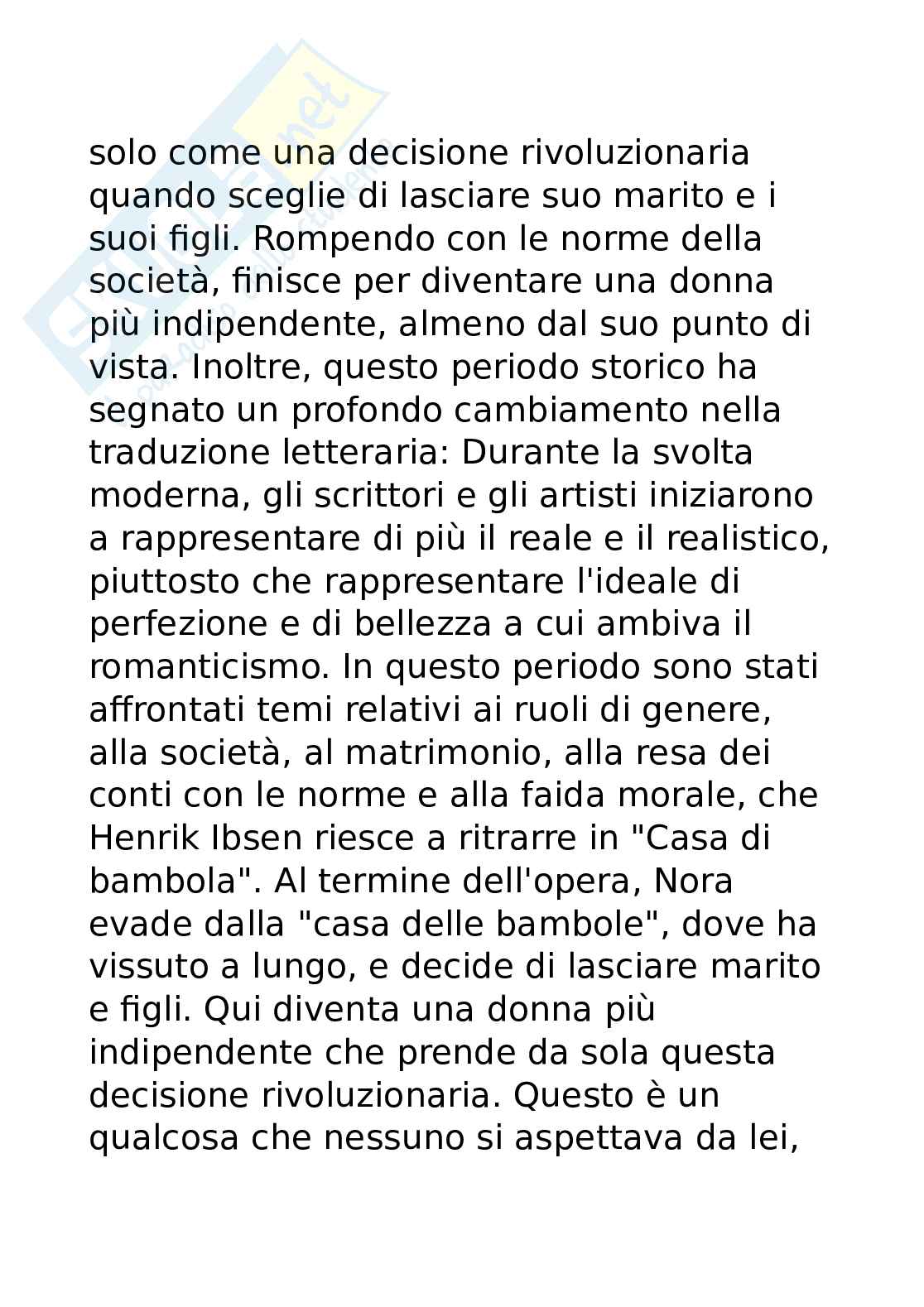 Riassunto esame Letterature e culture scandinave 1, Prof. Finco Davide, libro consigliato Casa di bambola, Henrik Ibsen Pag. 6