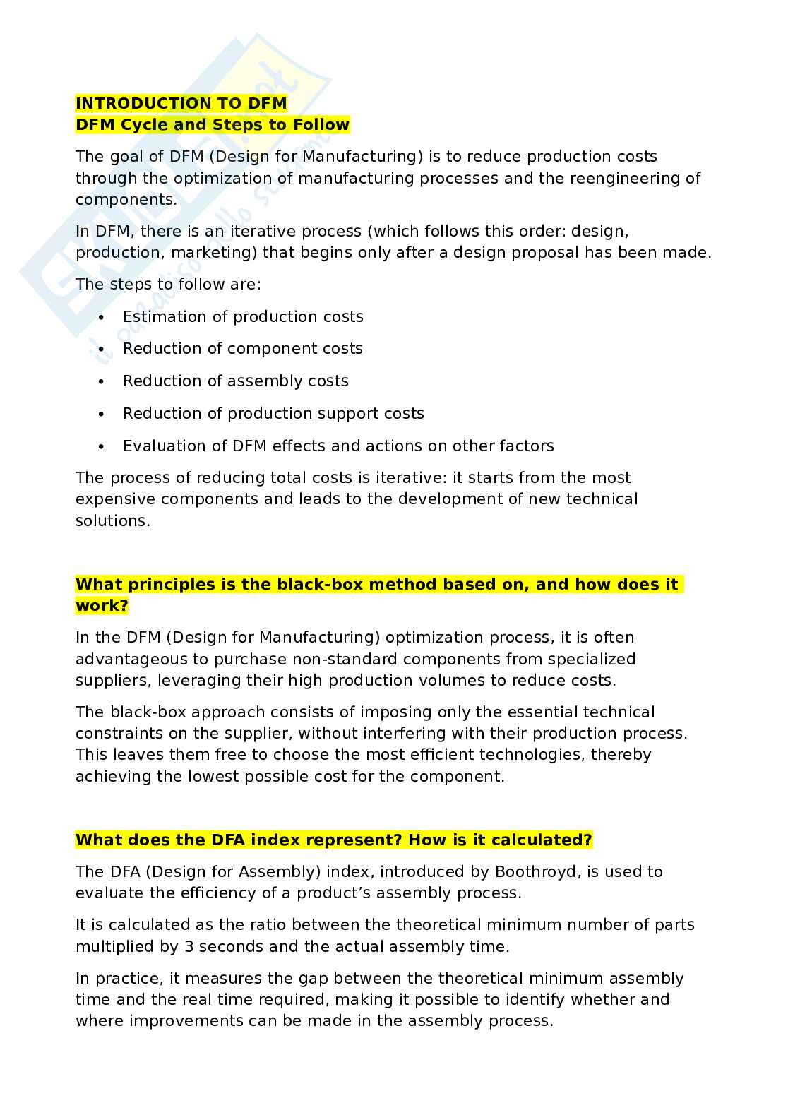 Domande Optimization and innovation of production processes (in inglese) Pag. 1