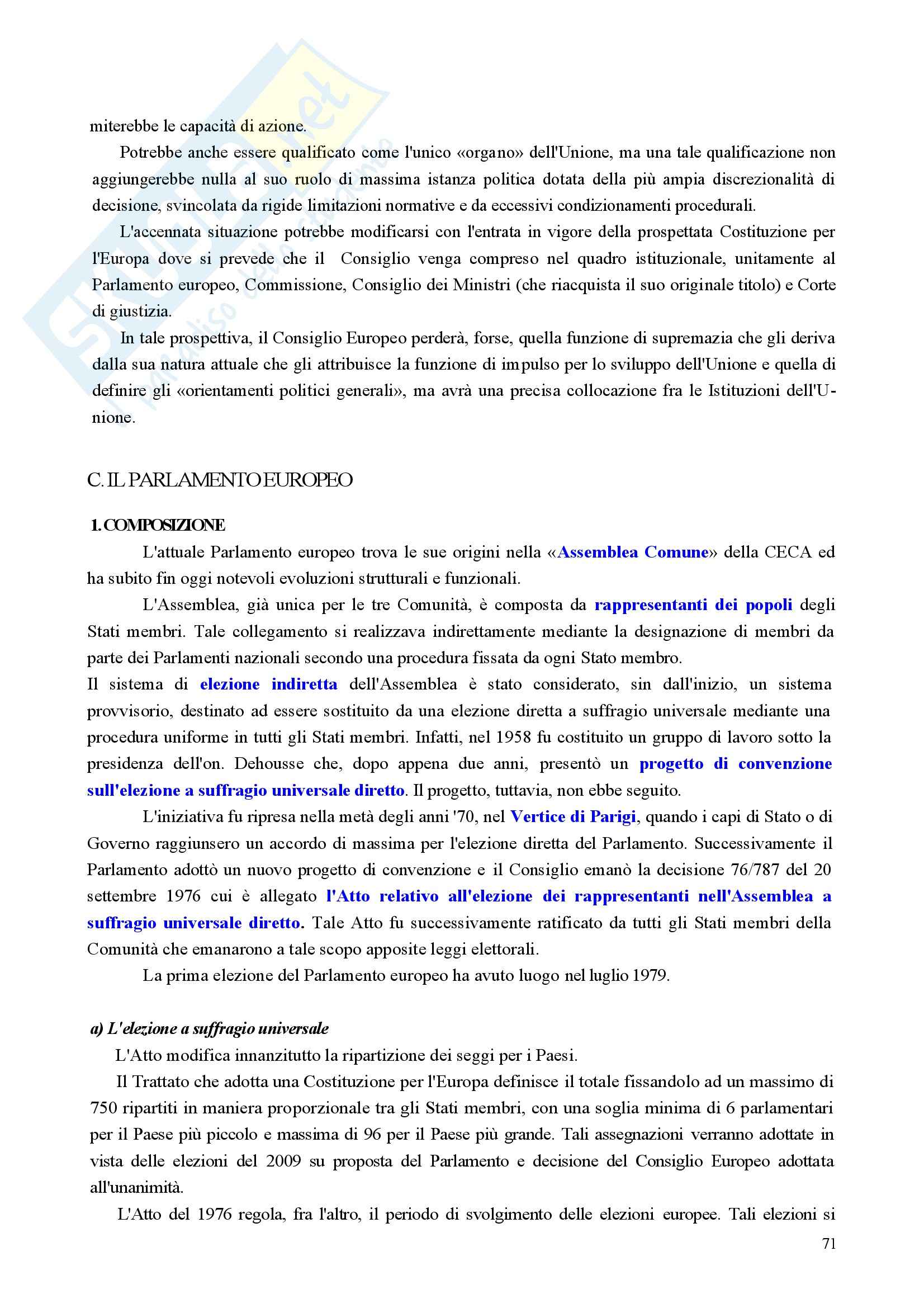 Riassunto esame Diritto, prof. Nicolosi, libro consigliato Istituzioni di diritto dell'Unione Europea: Verso una Costituzione europea, Zanghì Pag. 71