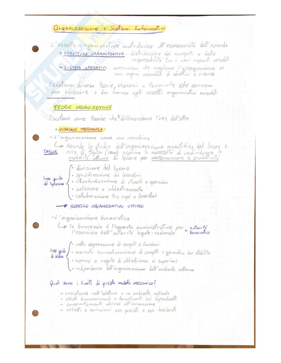 Appunti di Organizzazione e sistemi informativi Pag. 1