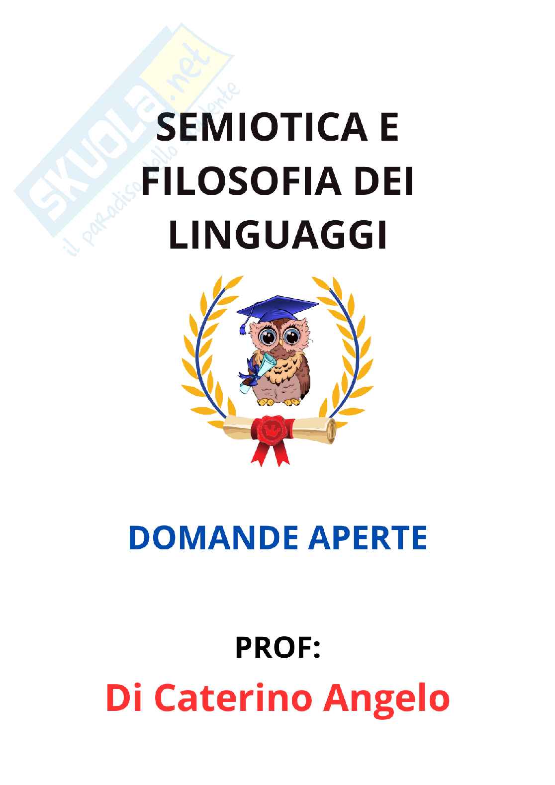Paniere Semiotica e filosofia dei linguaggi - Risposte aperte - aggiornato (2026) Pag. 1