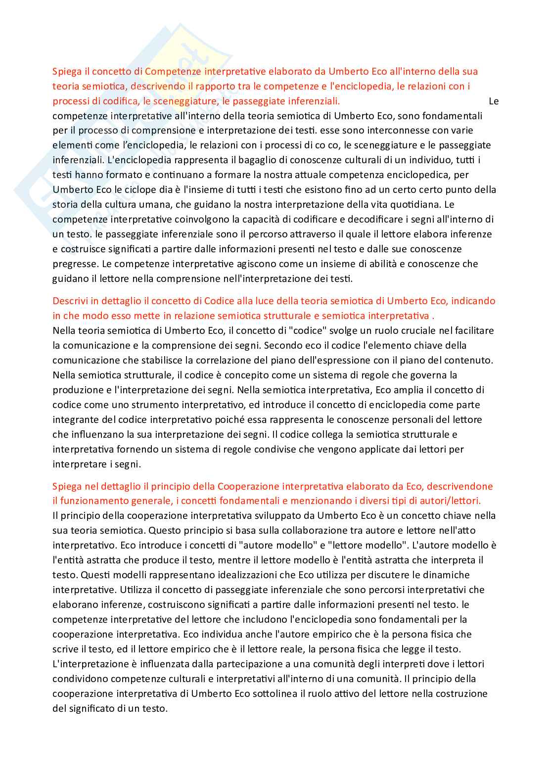 Paniere Semiotica e filosofia dei linguaggi - Risposte aperte - aggiornato (2026) Pag. 11