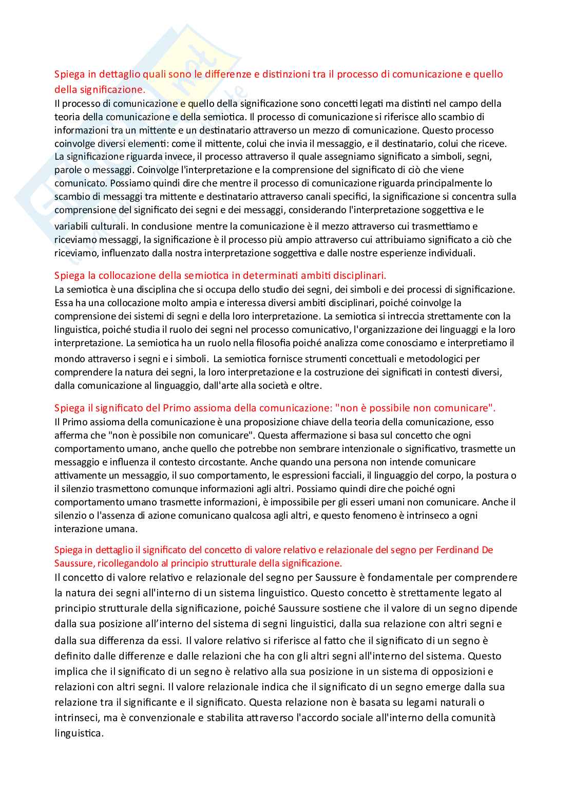 Paniere Semiotica e filosofia dei linguaggi - Risposte aperte - aggiornato (2026) Pag. 2